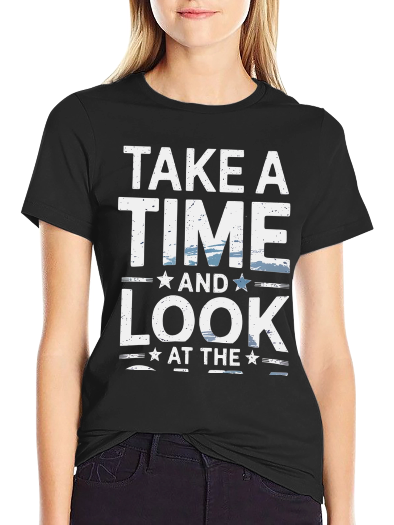 Black Take A Time And Look Graphic Tee - Trendy Design view 2