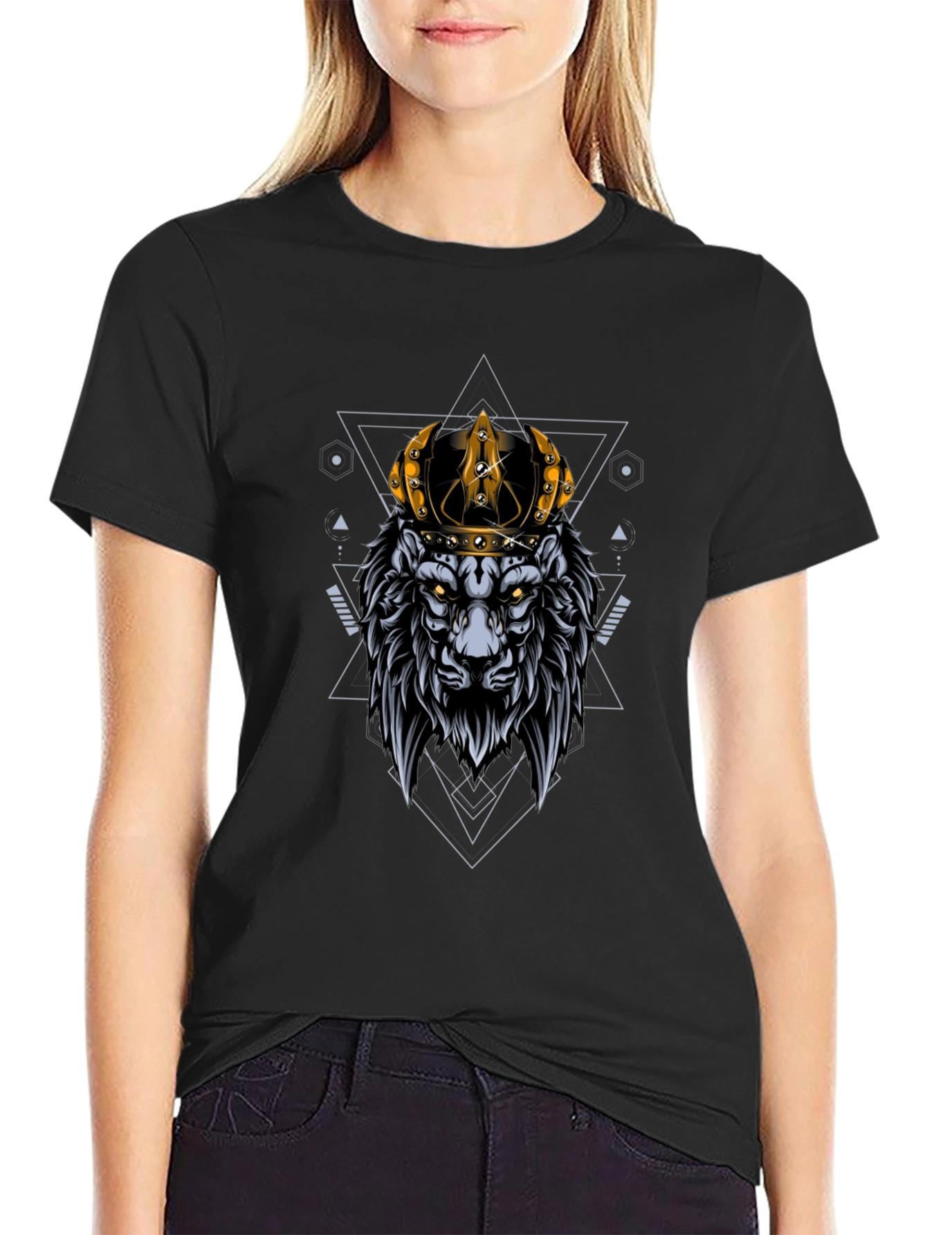 Black Lion King Graphic Tee - Black Cotton T-Shirt view 2