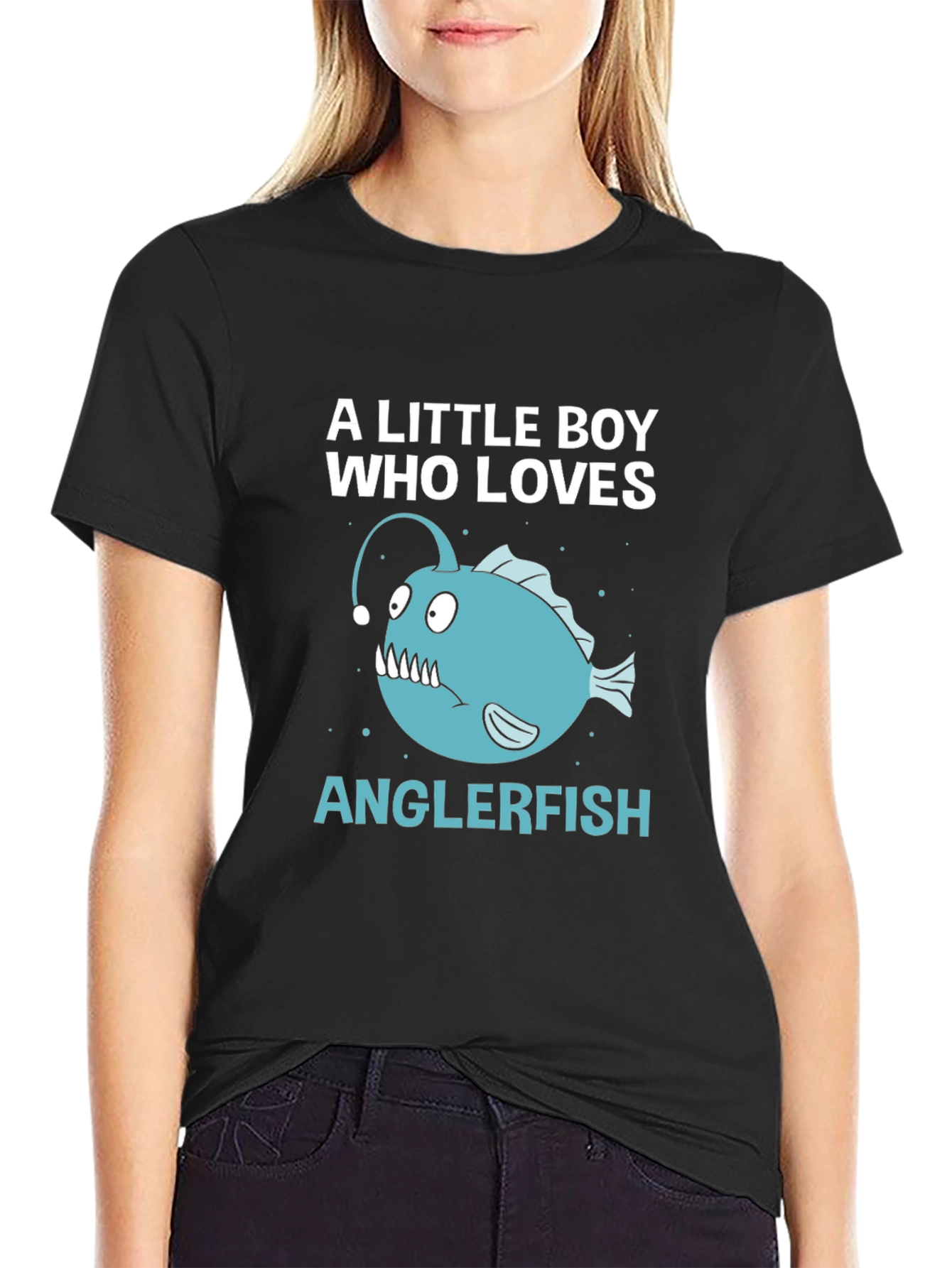 Black Anglerfish Lover T-Shirt - Boys Novelty Tee view 2
