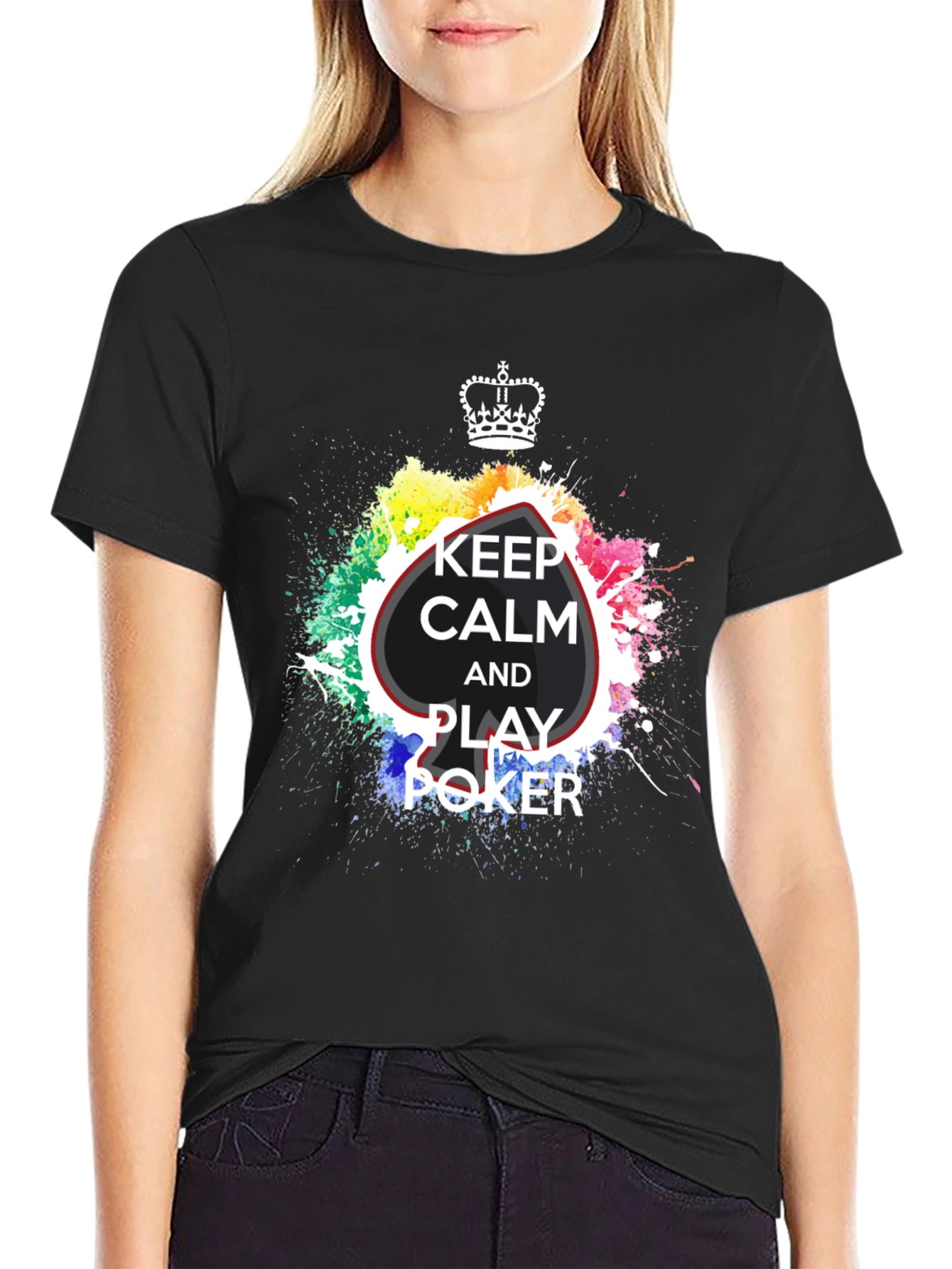 Black Keep Calm and Play Poker Black T-Shirt view 2