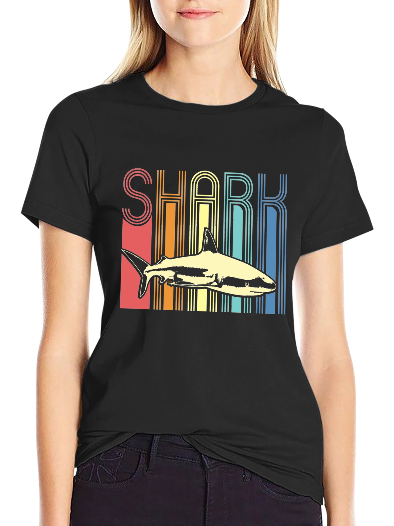 Black Retro Shark Graphic Tee view 2