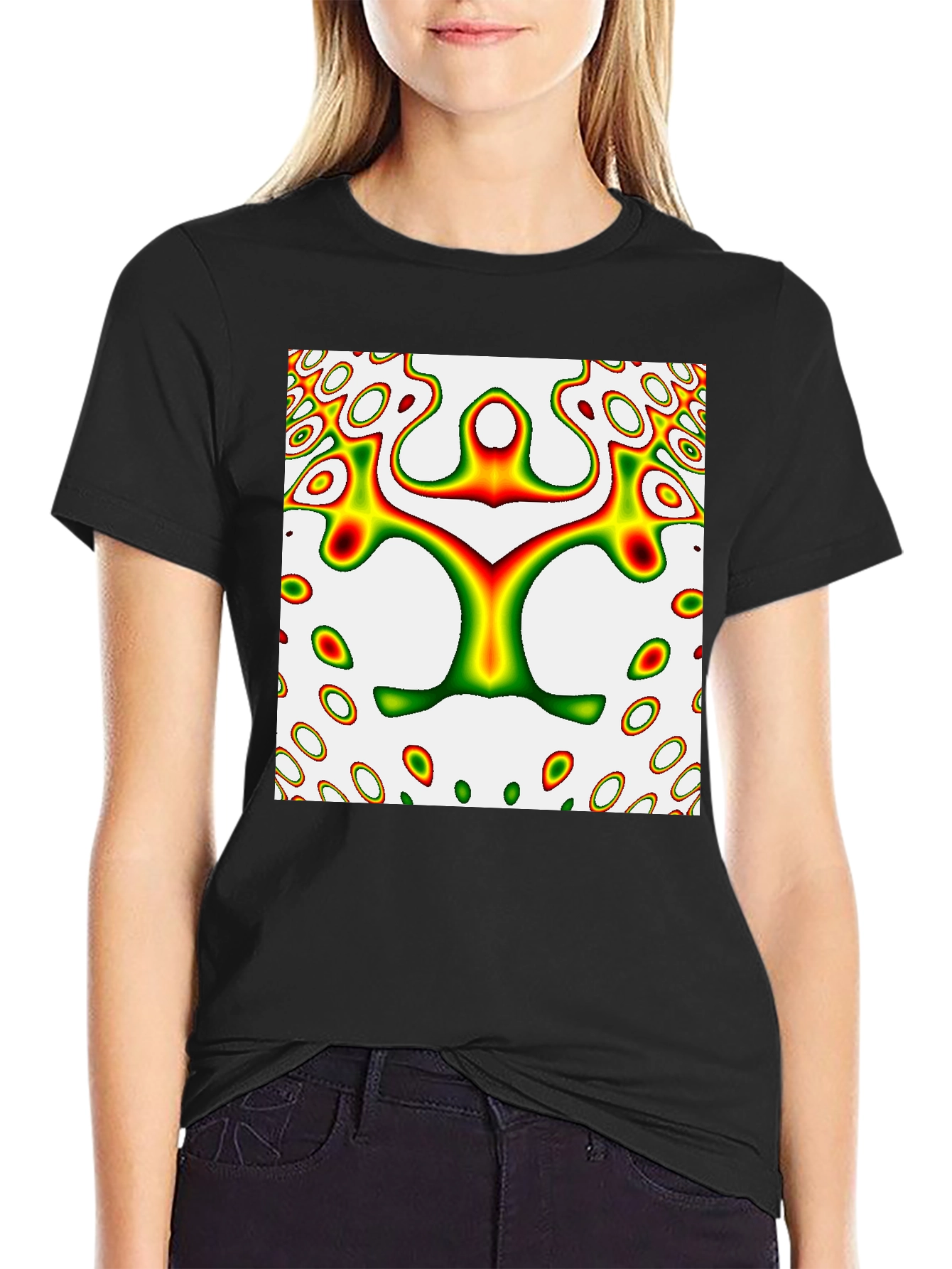 Black Abstract Art T-Shirt - Unique Graphic Tee view 2