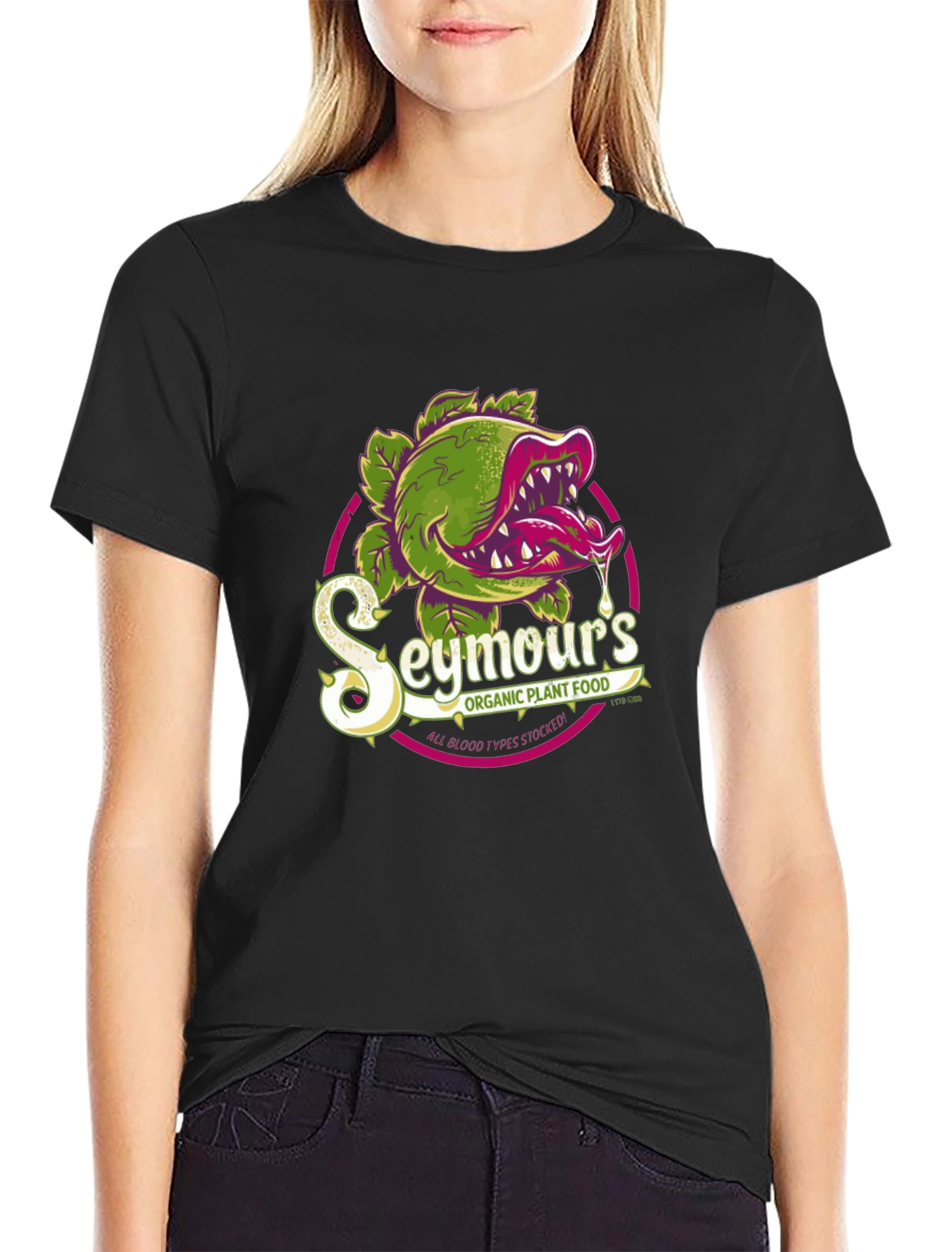 Black Seymour's Organic Plant Food Graphic T-Shirt view 2