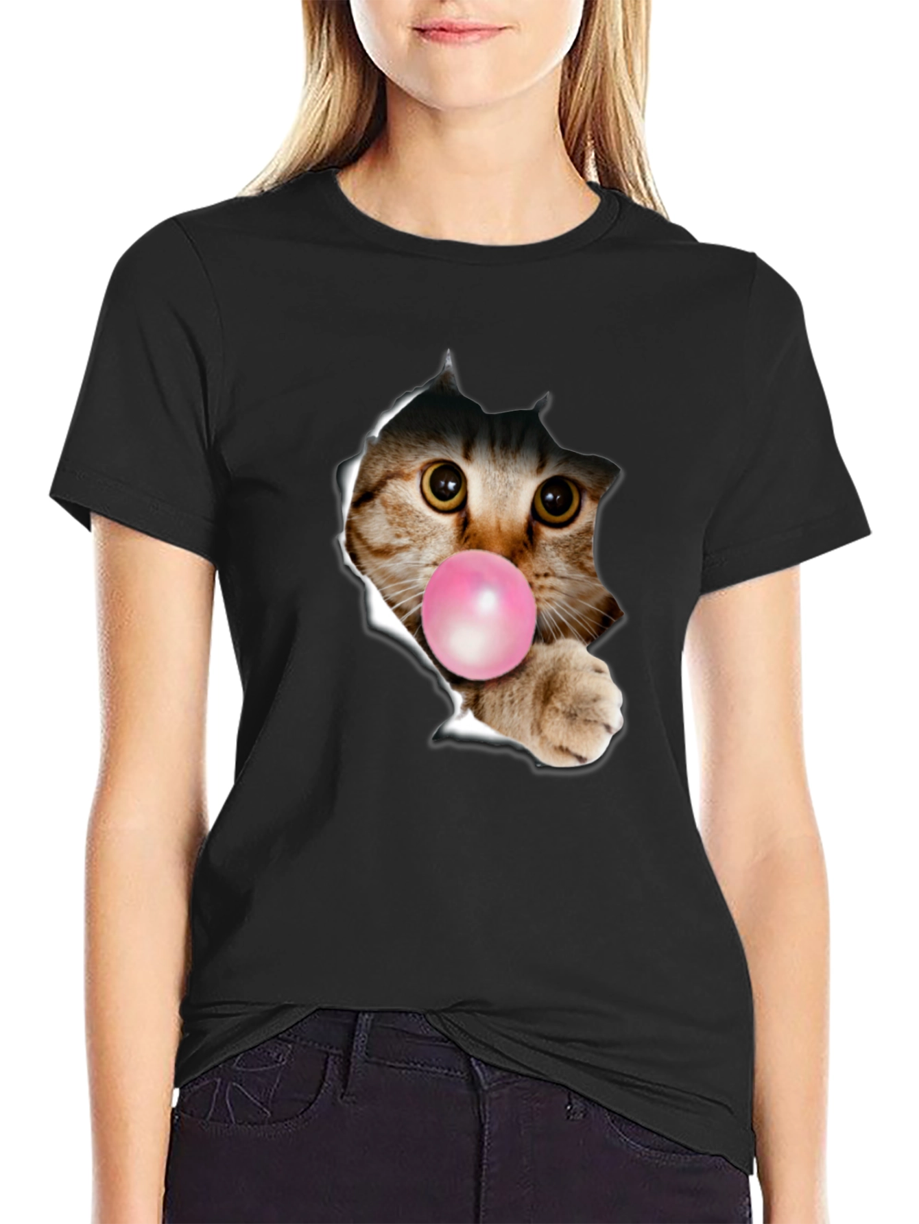 Black Cat Bubble Gum T-Shirt view 2
