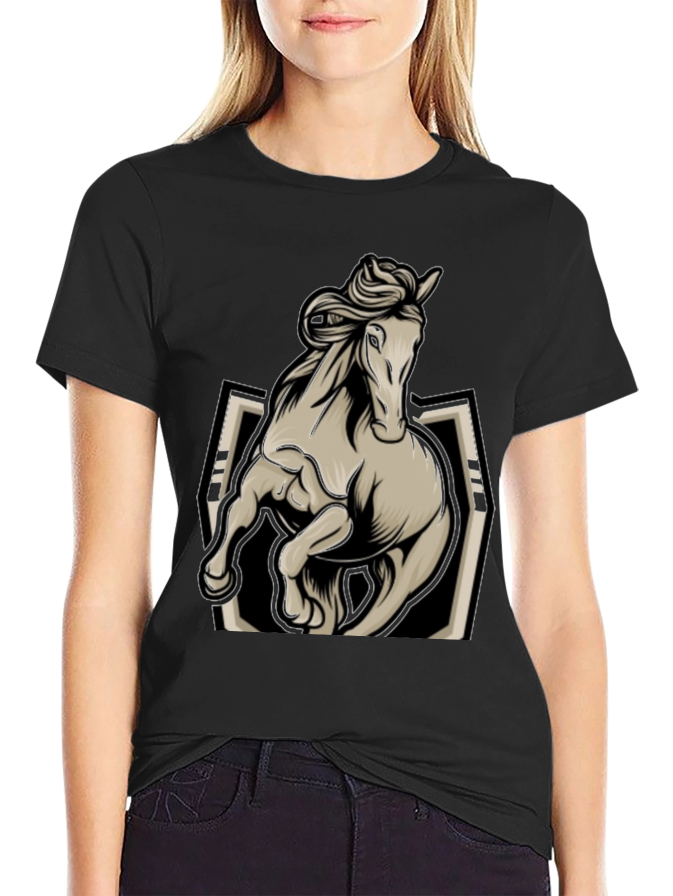 Black Horse Graphic Tee - Stylish Black Men's T-Shirt view 2