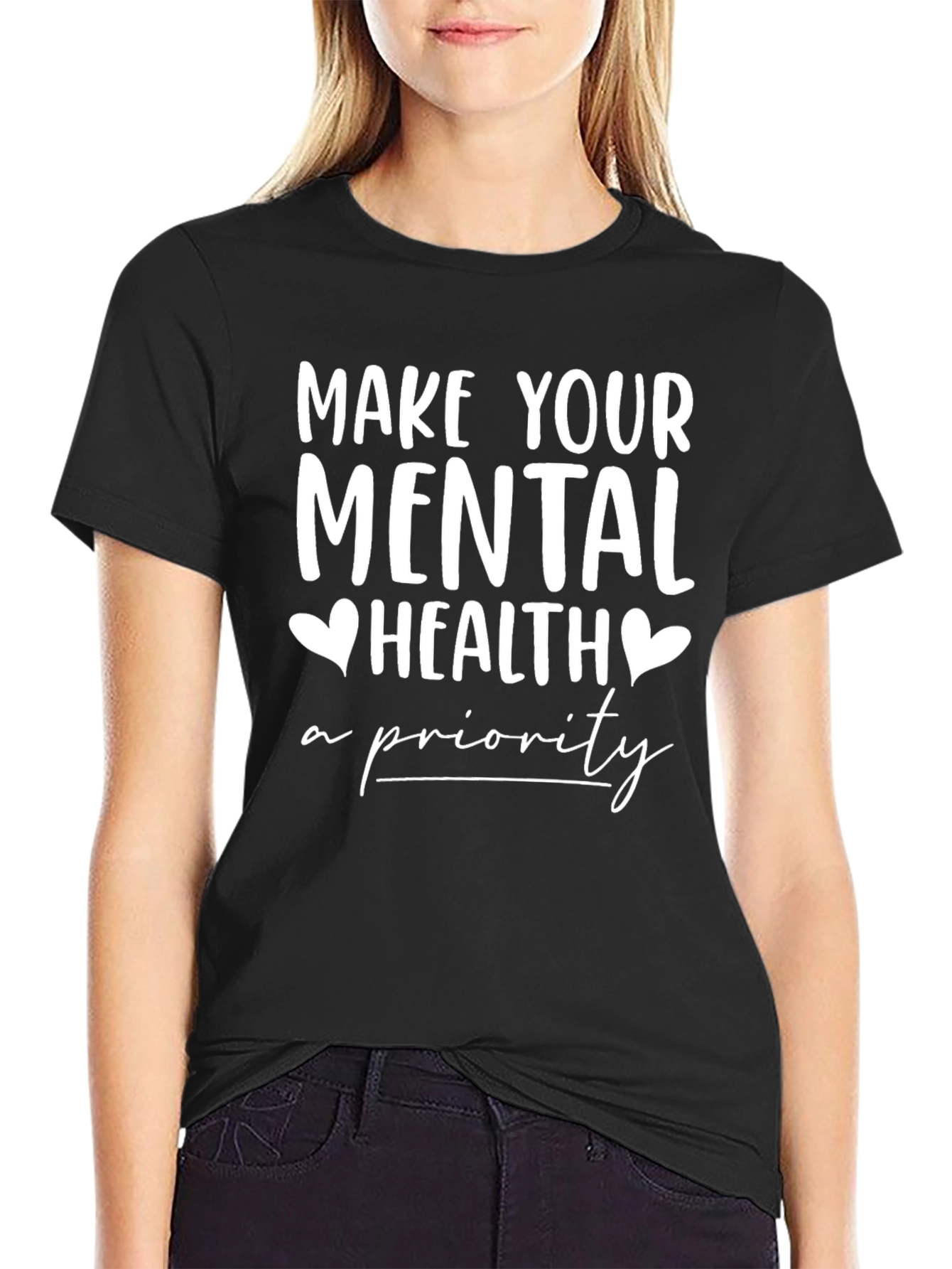 Black Mental Health Priority Graphic Tee - Unisex Cotton view 2