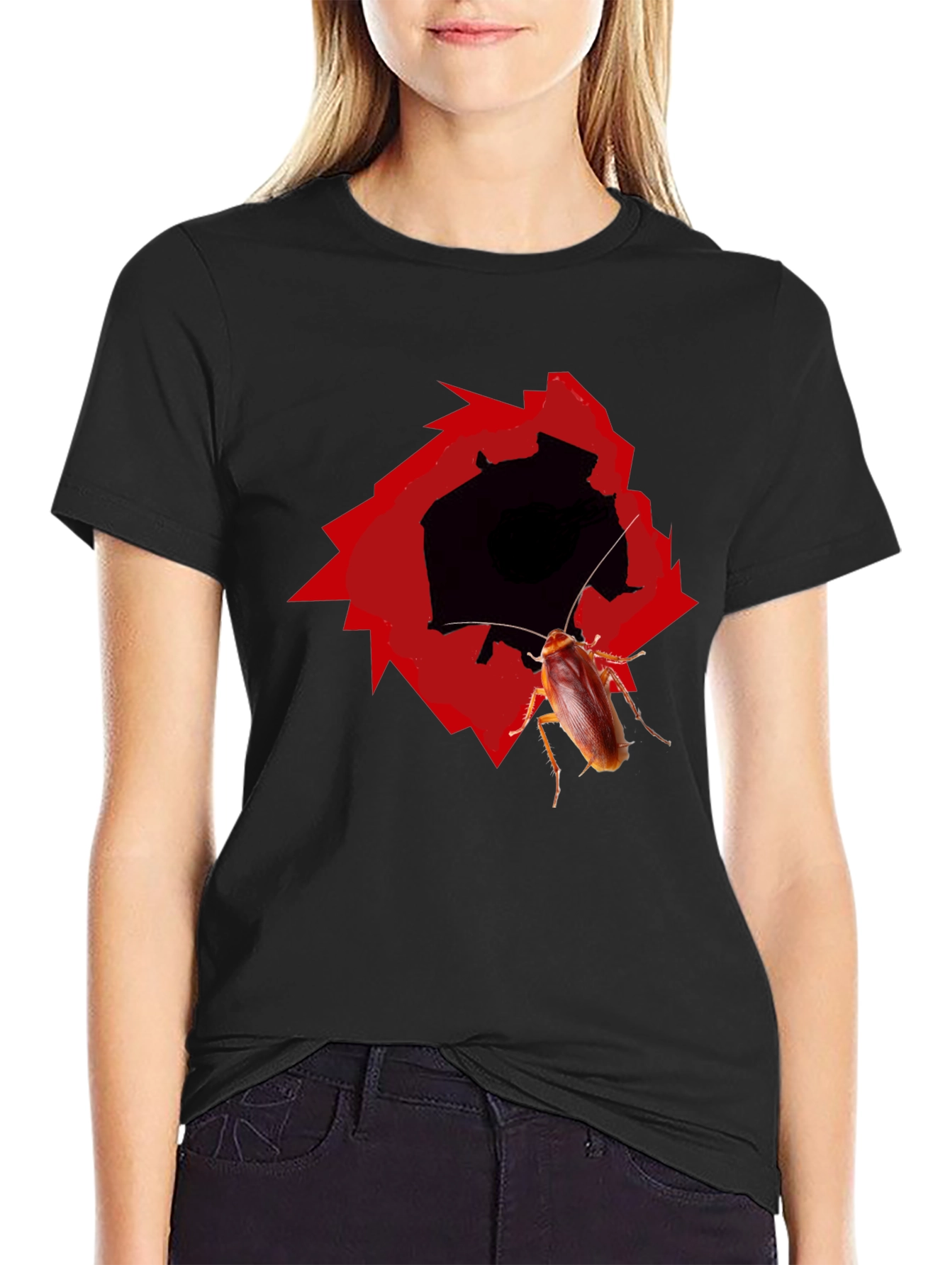 Black Novelty Cockroach Graphic T-Shirt view 2