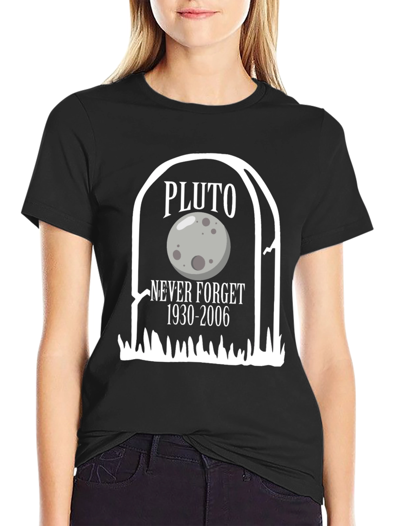 Black Pluto Never Forget Graphic Tee view 2