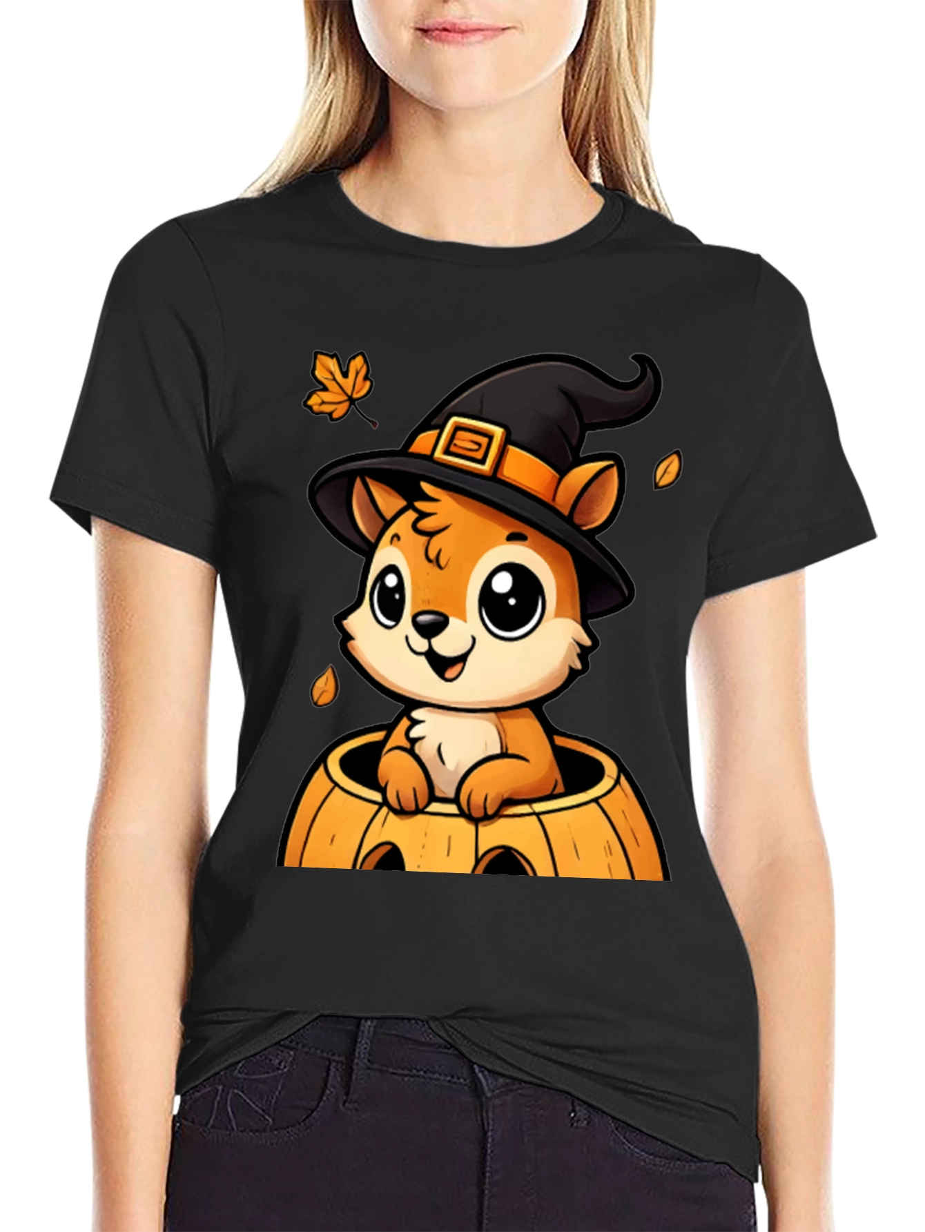 Black Halloween Squirrel T-Shirt view 2