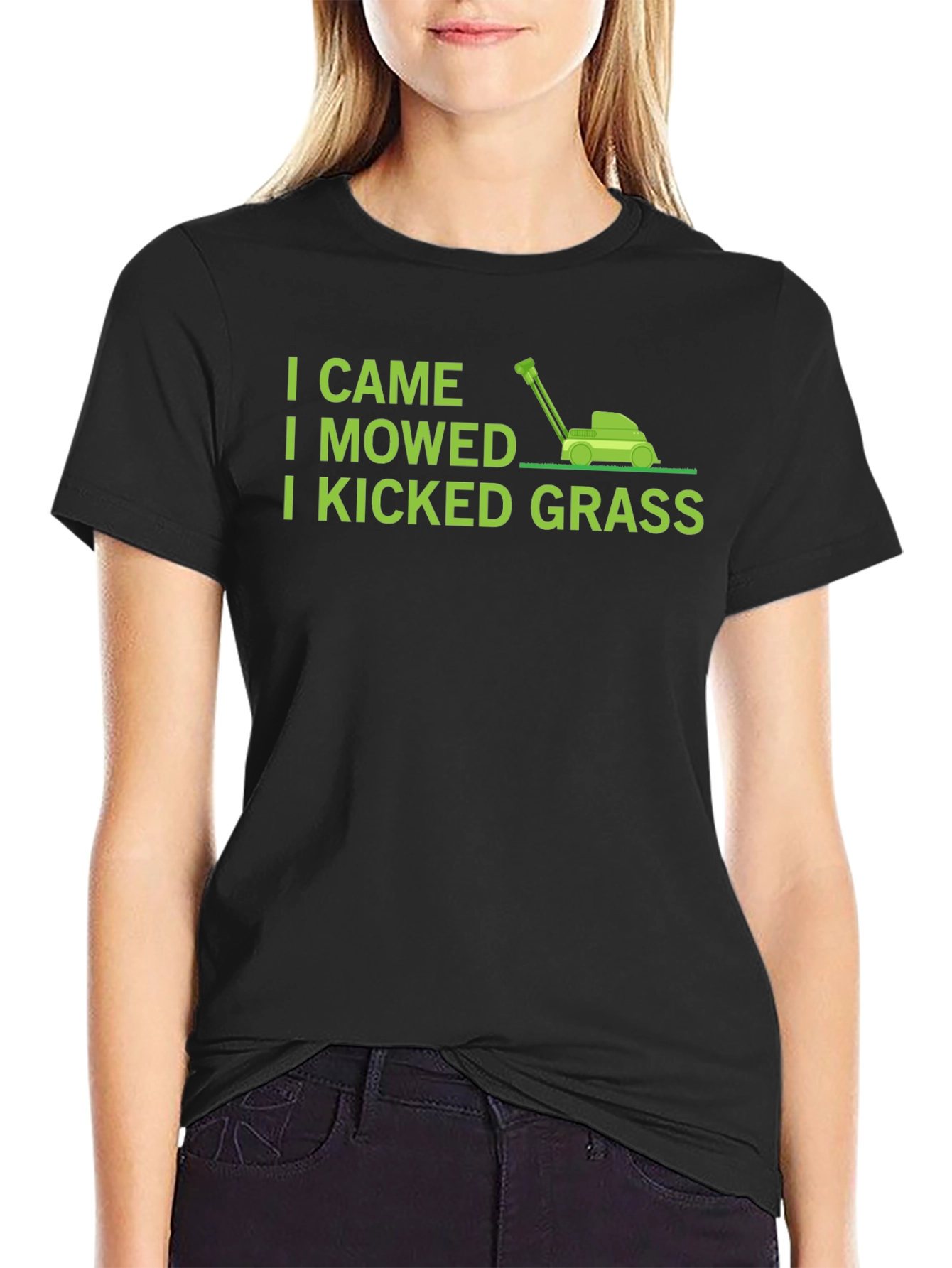 Black I Came I Mowed I Kicked Grass T-Shirt view 2