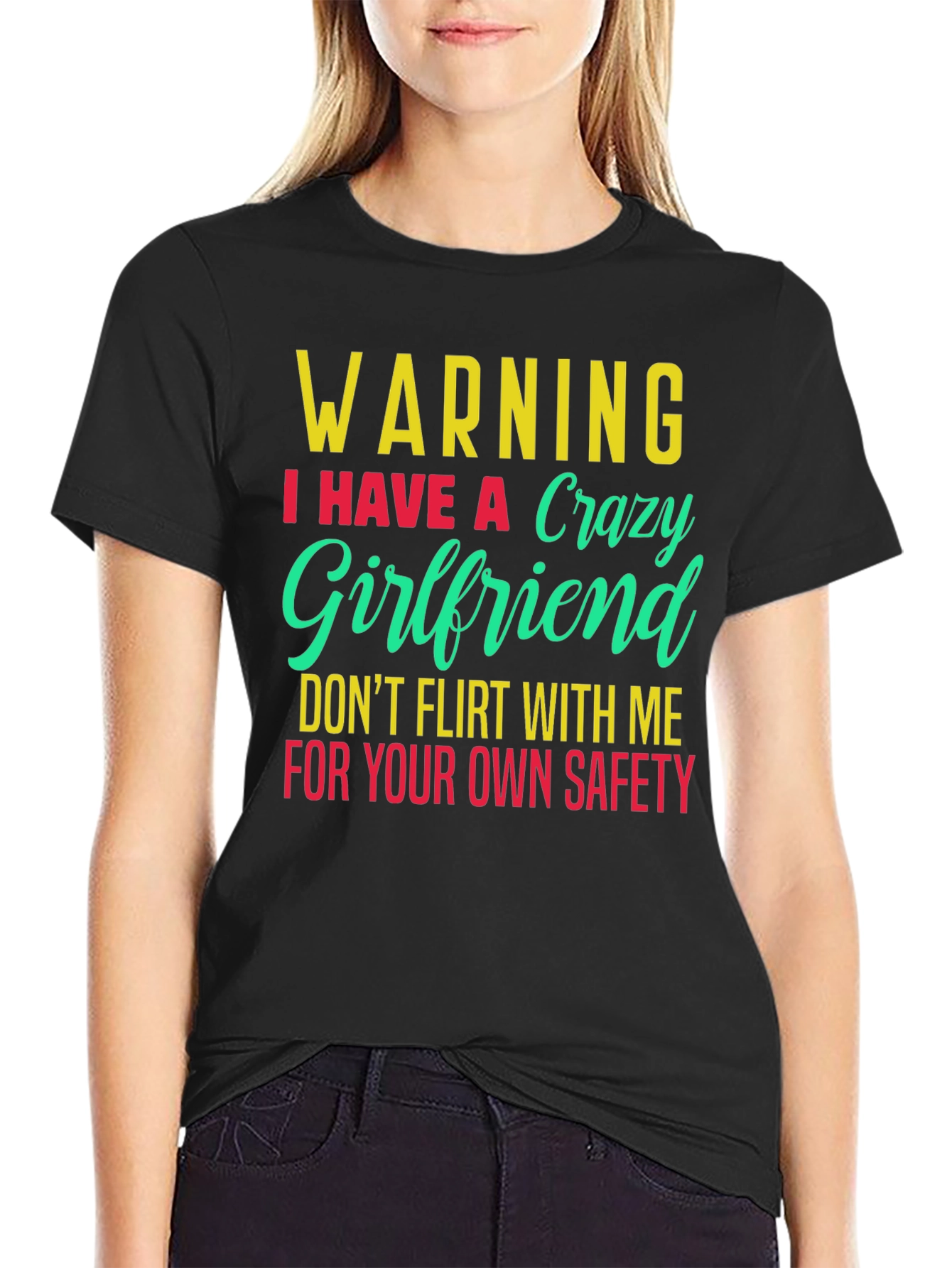 Black Warning Crazy Girlfriend Men's T-Shirt view 2
