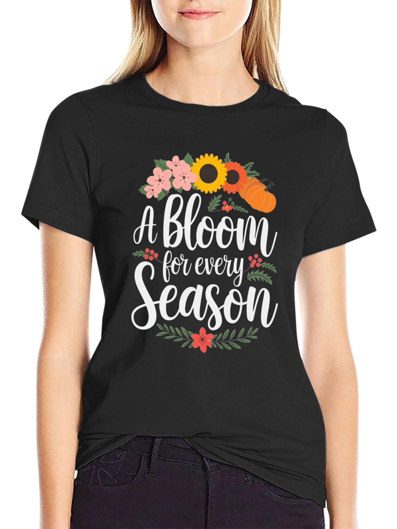 Black A Bloom for Every Season T-Shirt view 2
