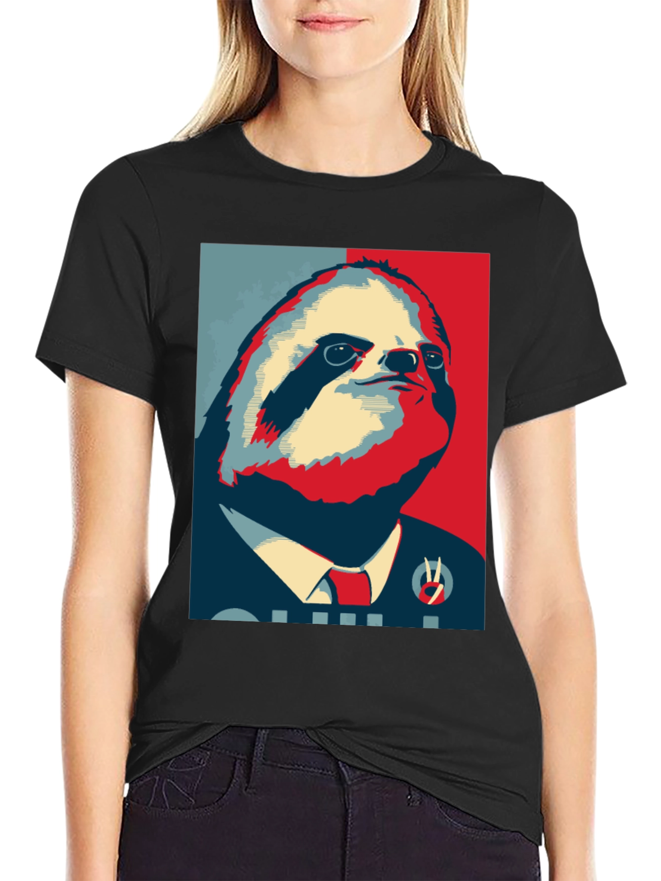 Black Sloth Hope T-Shirt - Funny Political Animal Tee view 2