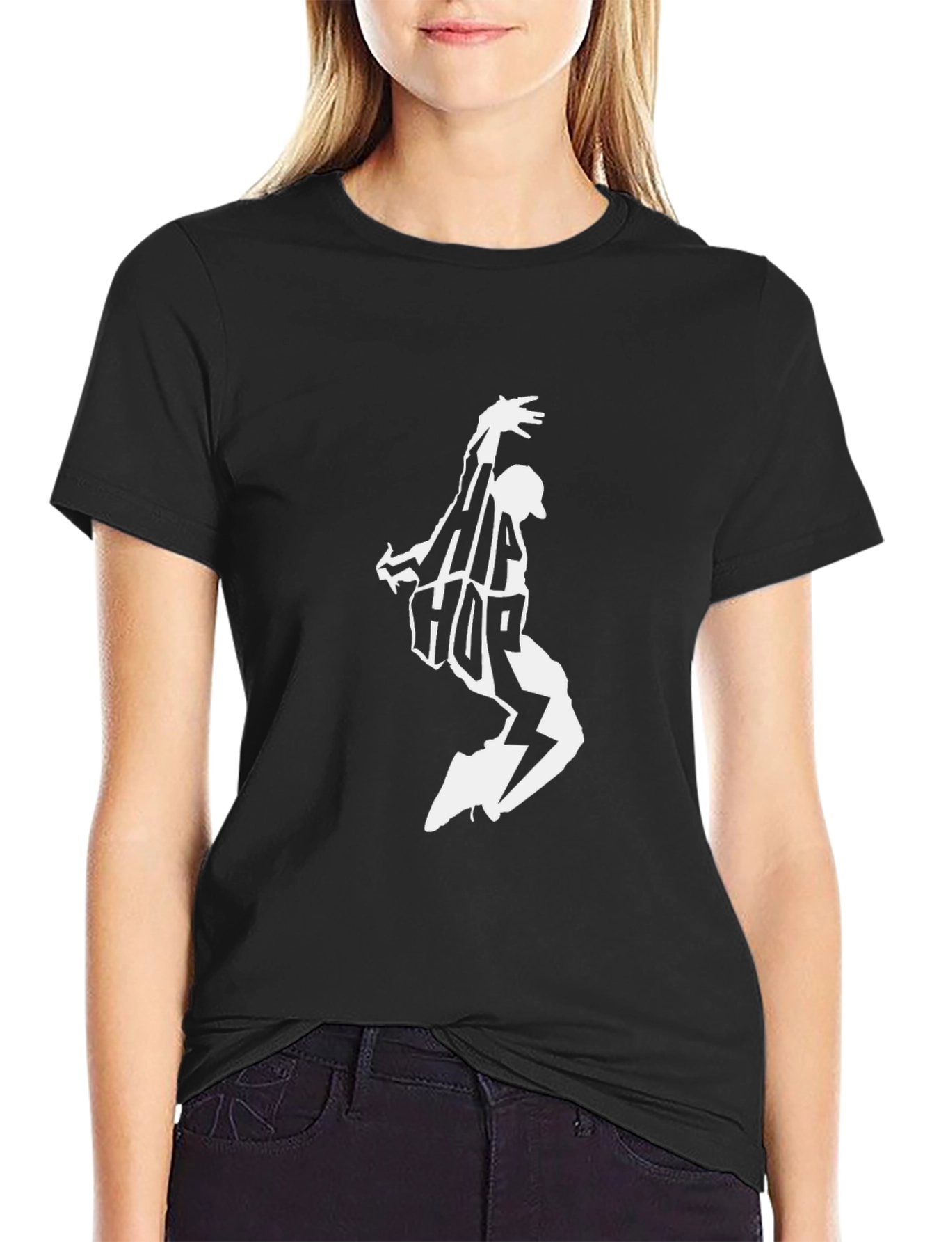 Black Hip Hop Dancer Graphic Black T-Shirt view 2