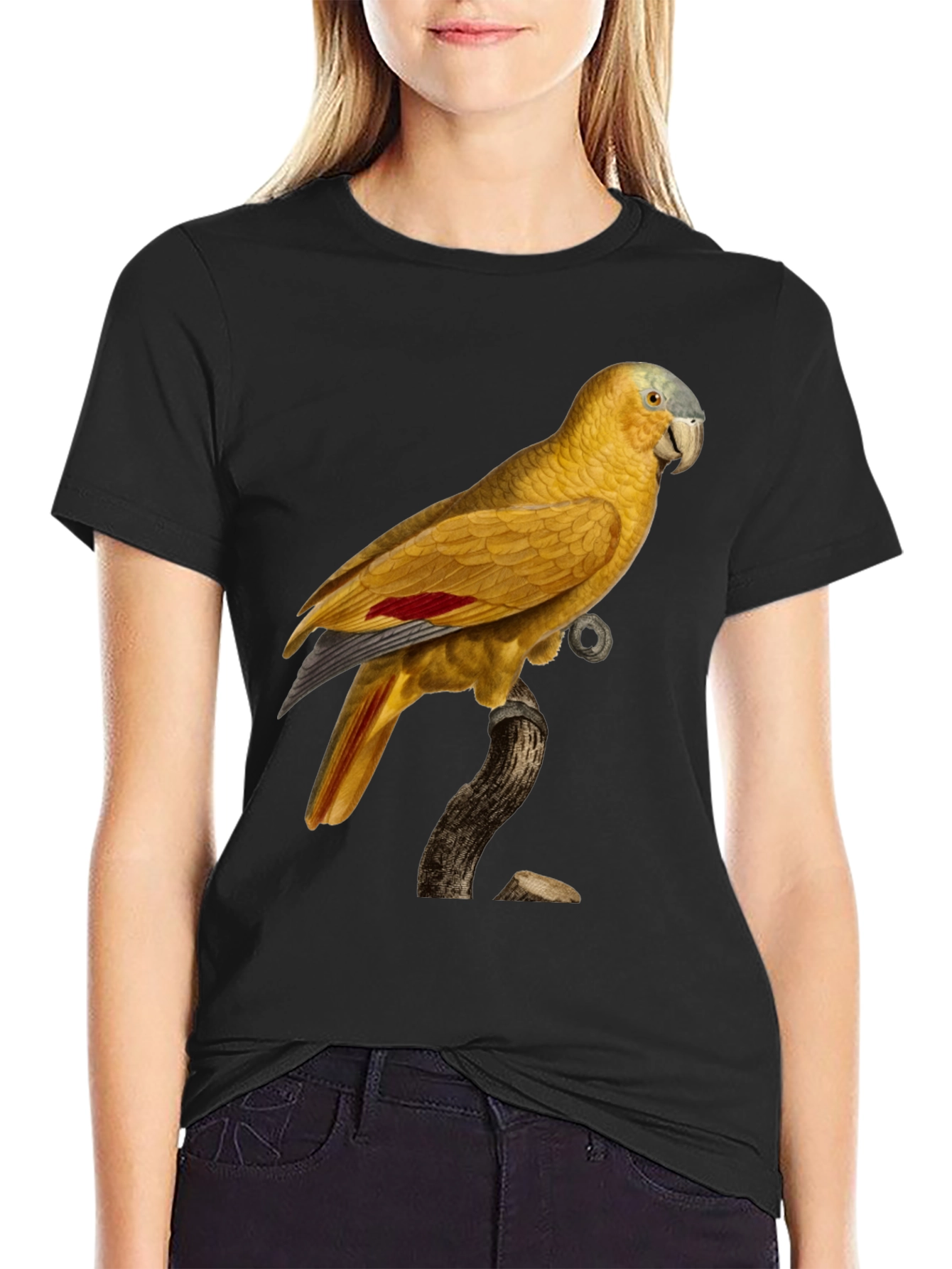 Black Parrot Graphic Black T-Shirt view 2