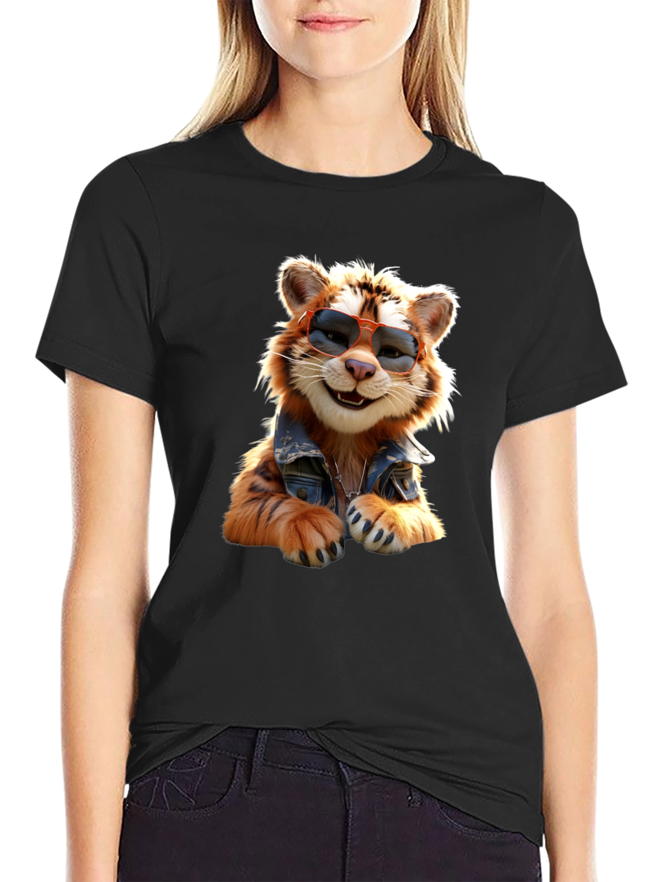 Black Cool Cat T-Shirt - Trendy Graphic Tee view 2