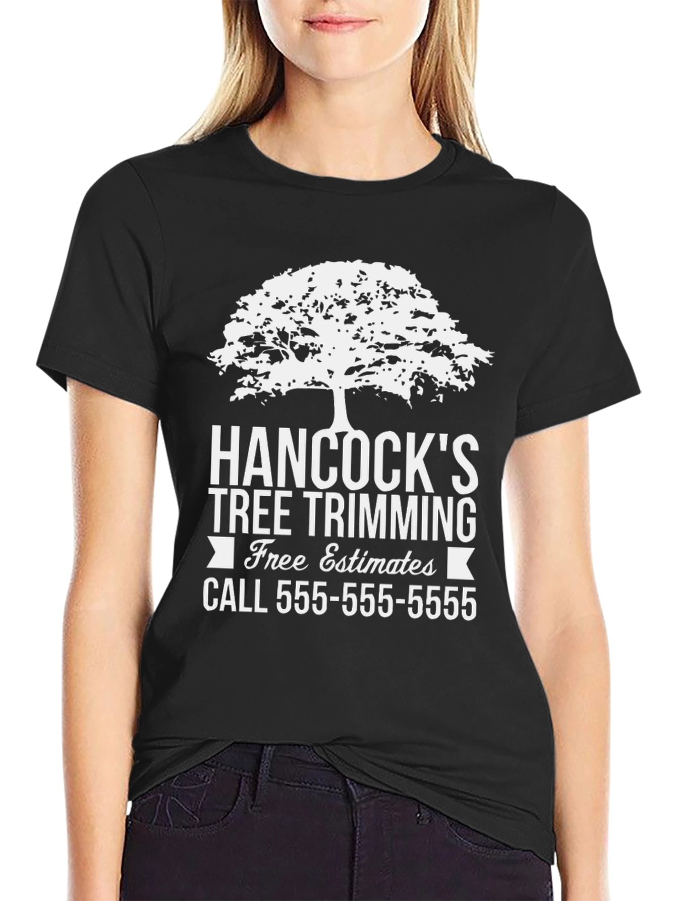 Black Hancock's Tree Trimming Tee - Free Estimates! view 2