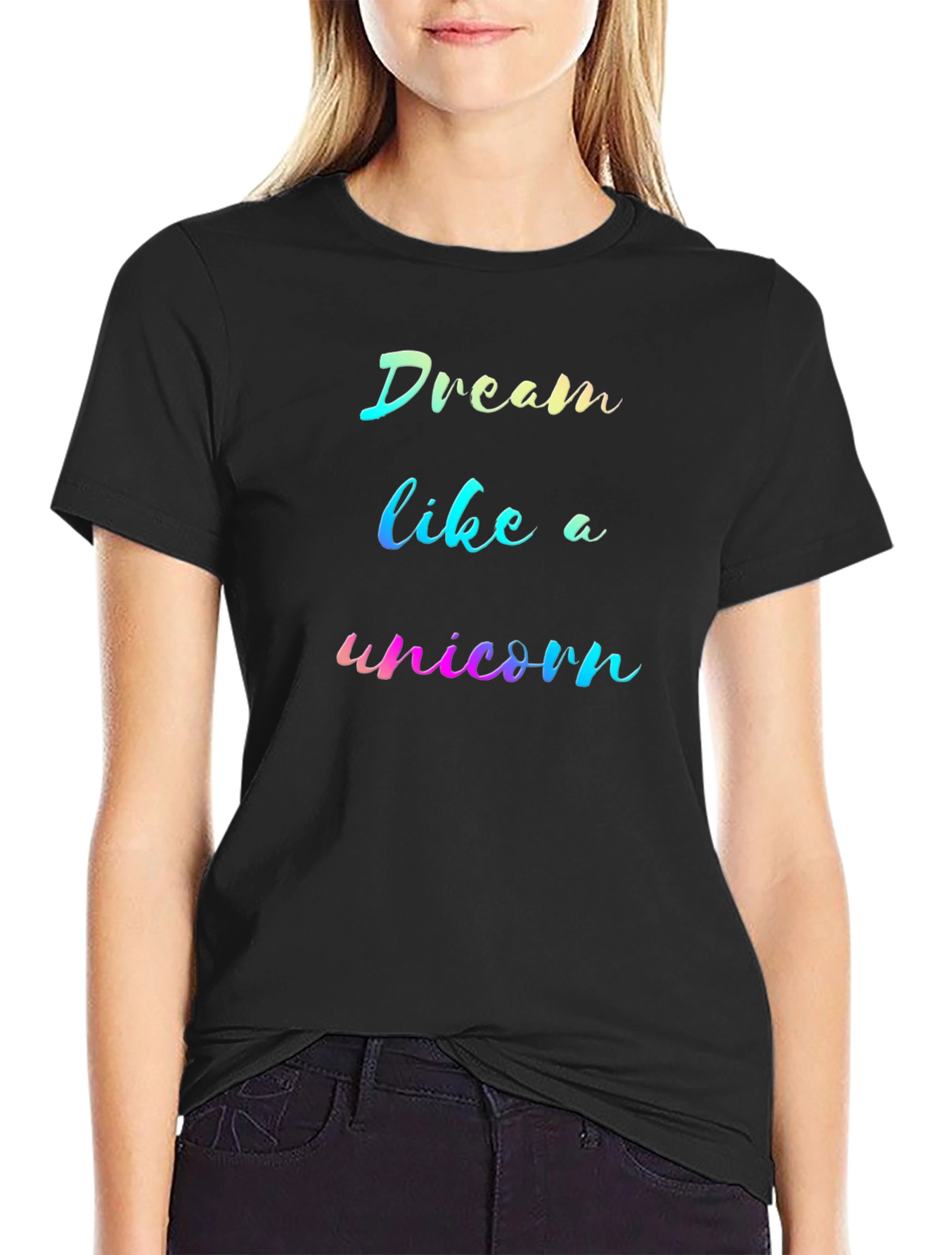 Black Dream Like a Unicorn Graphic Tee view 2