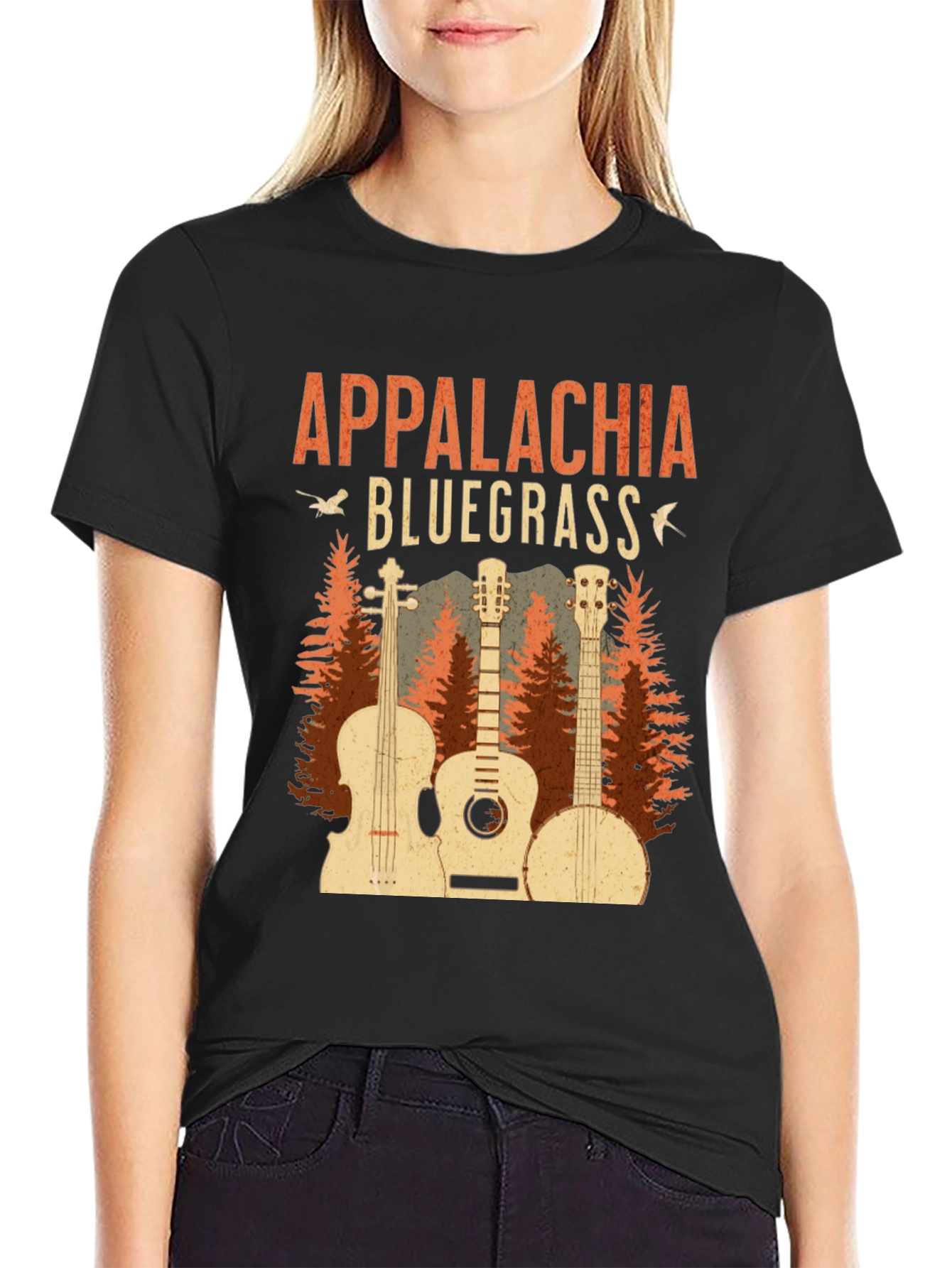 Black Appalachia Bluegrass Music Graphic Tee view 2