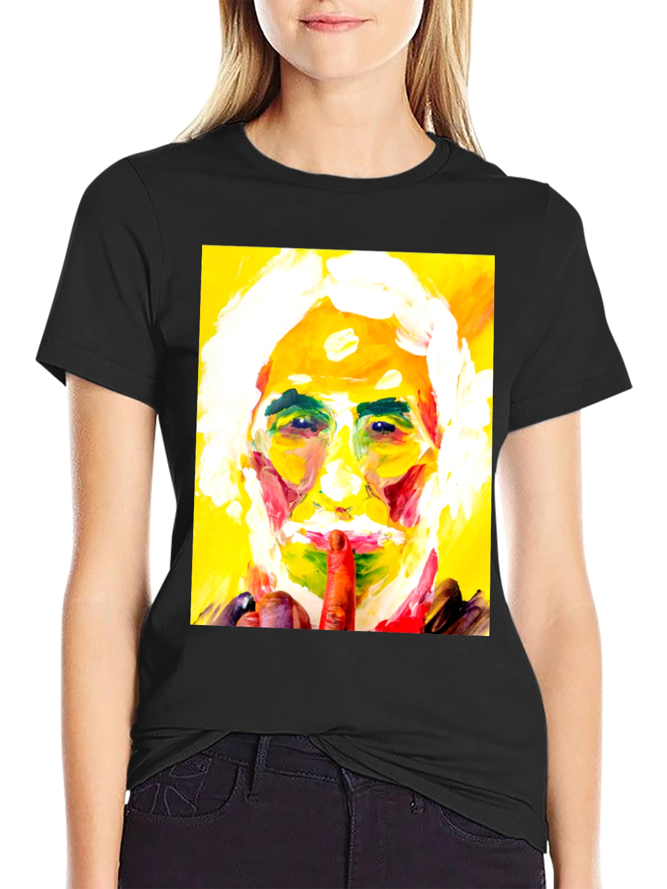 Black Abstract Portrait Graphic Tee view 2
