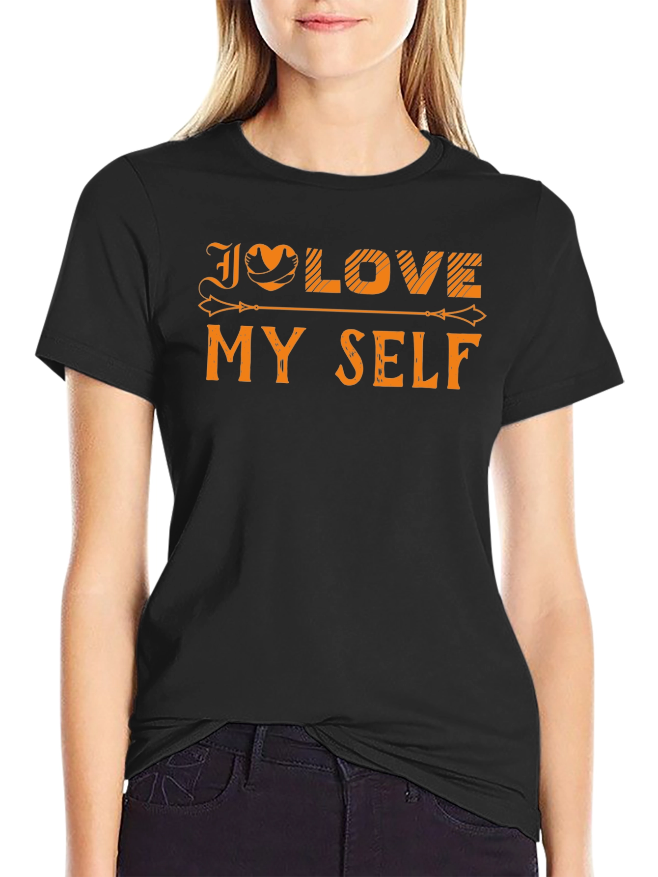 Black I Love My Self T-Shirt - Positive Message Tee view 2