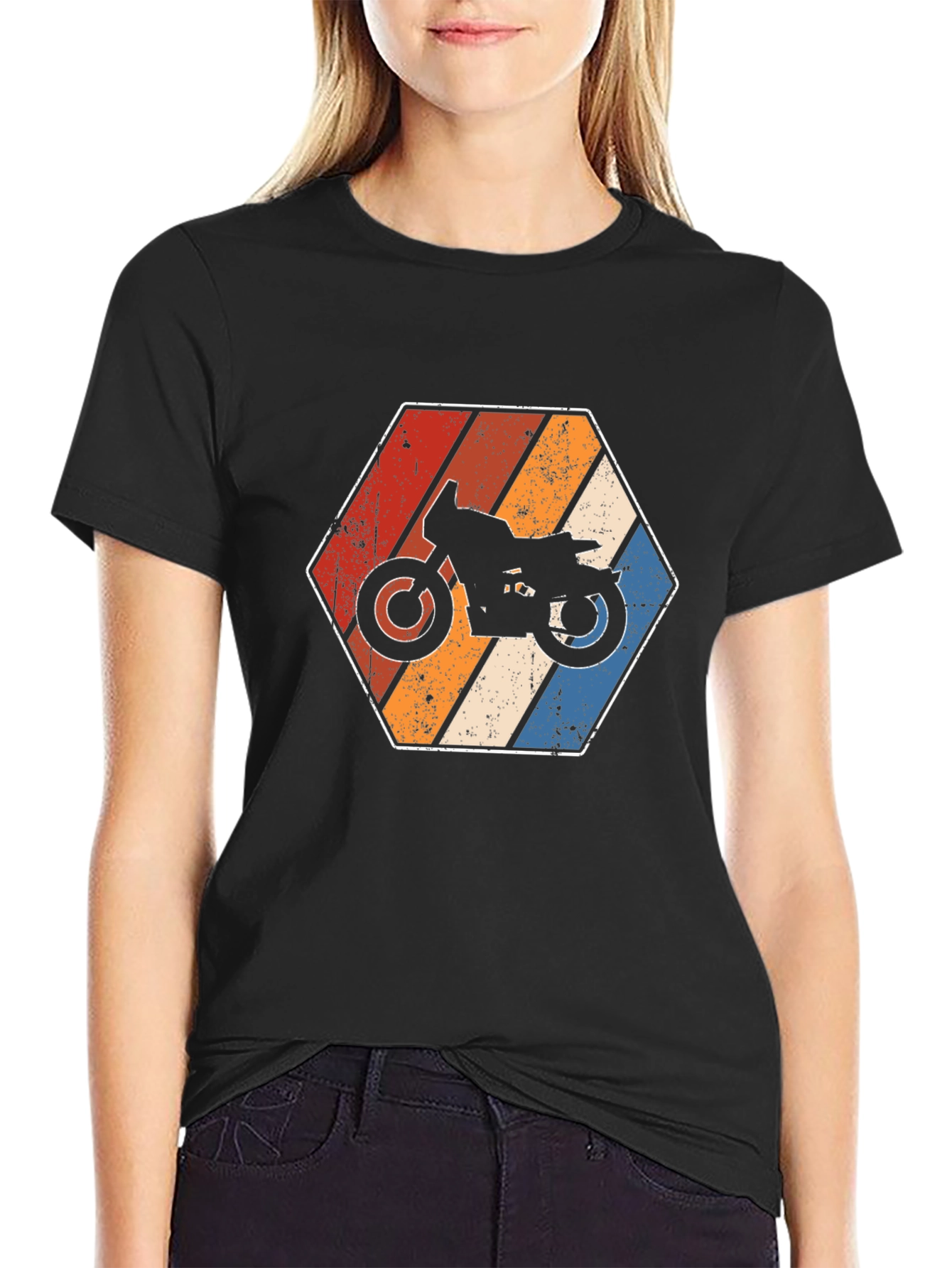 Black Retro Motorcycle Graphic Tee view 2
