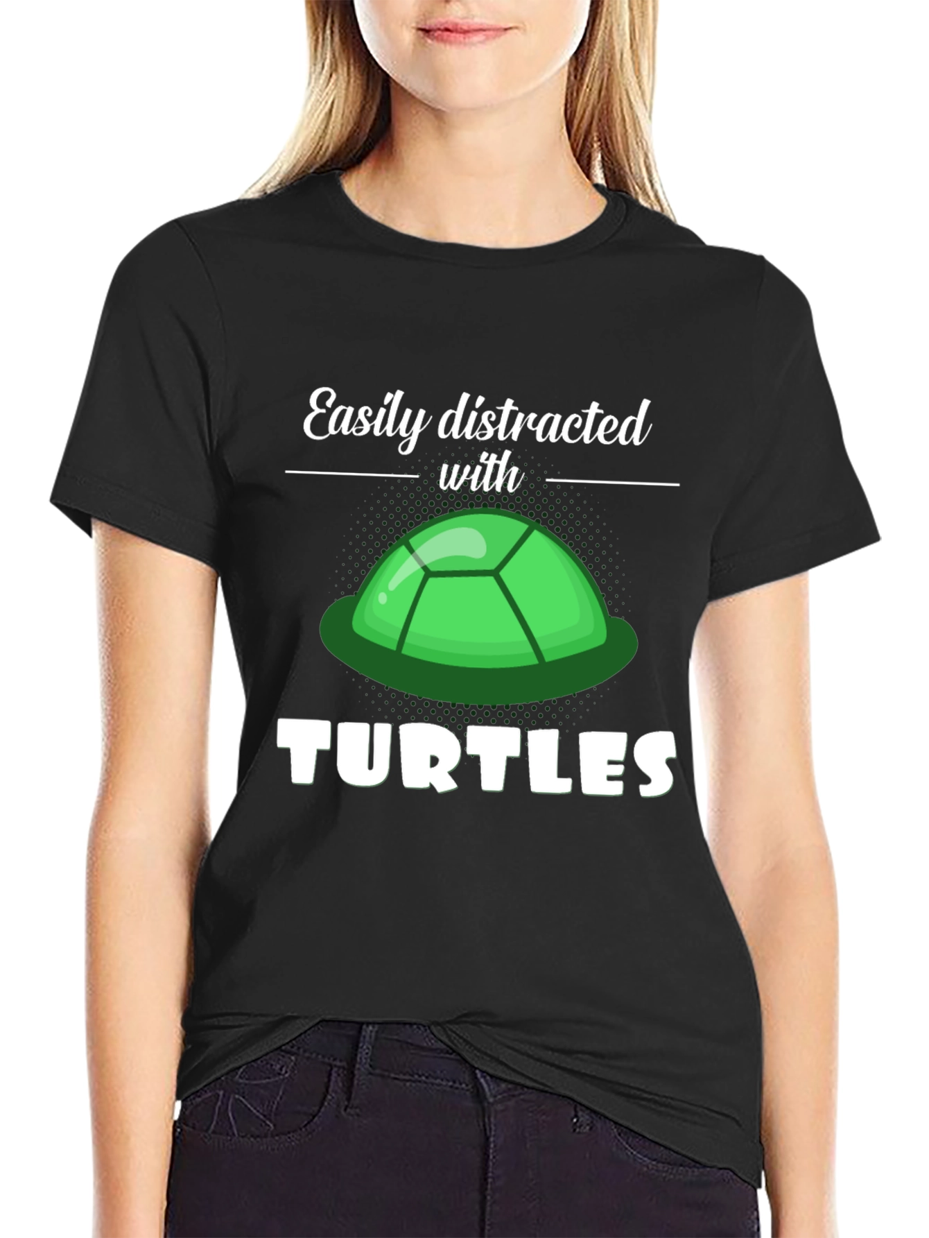 Black Easily Distracted With Turtles Graphic Tee view 2