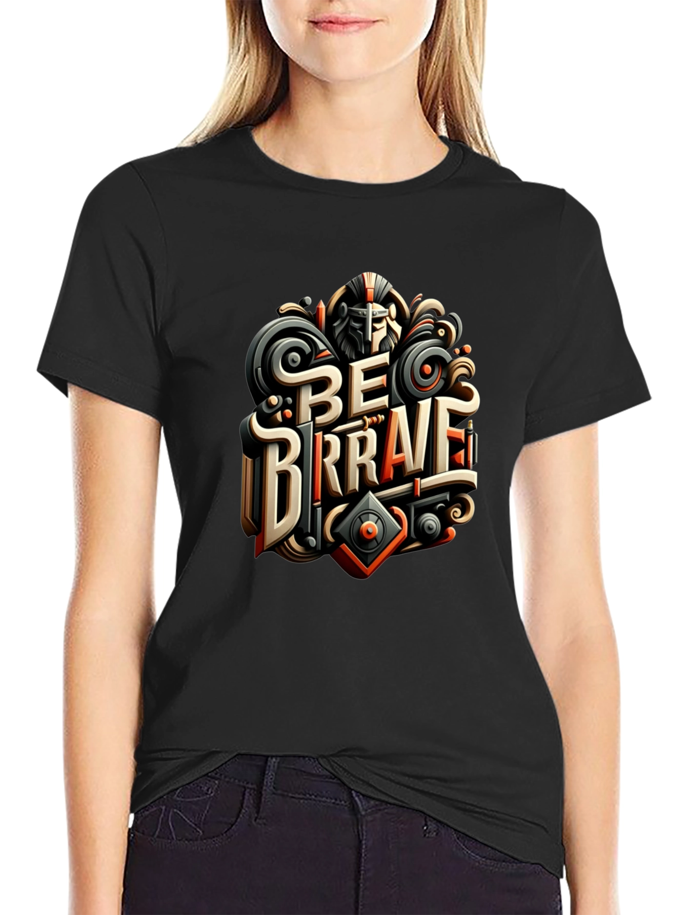 Black Be Brave Graphic Print T-Shirt view 2
