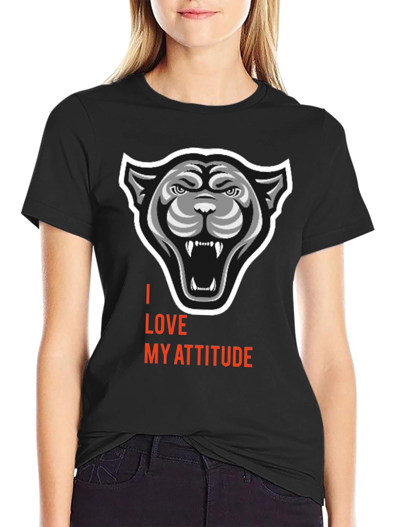 Black I Love My Attitude Black Graphic Tee view 2