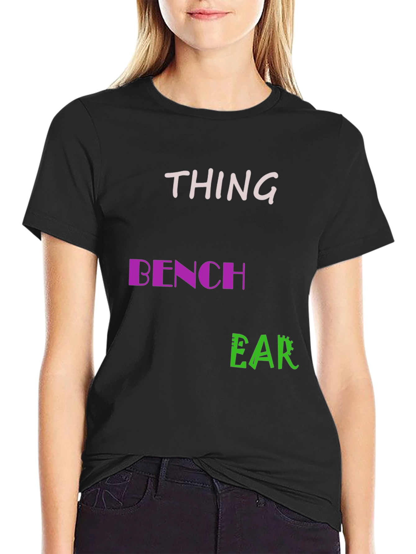Black Thing Bench Ear Men's Black T-Shirt view 2