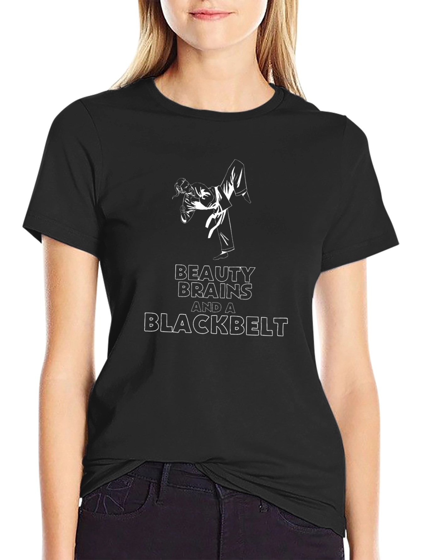 Black Beauty Brains and a Blackbelt Graphic Tee view 2