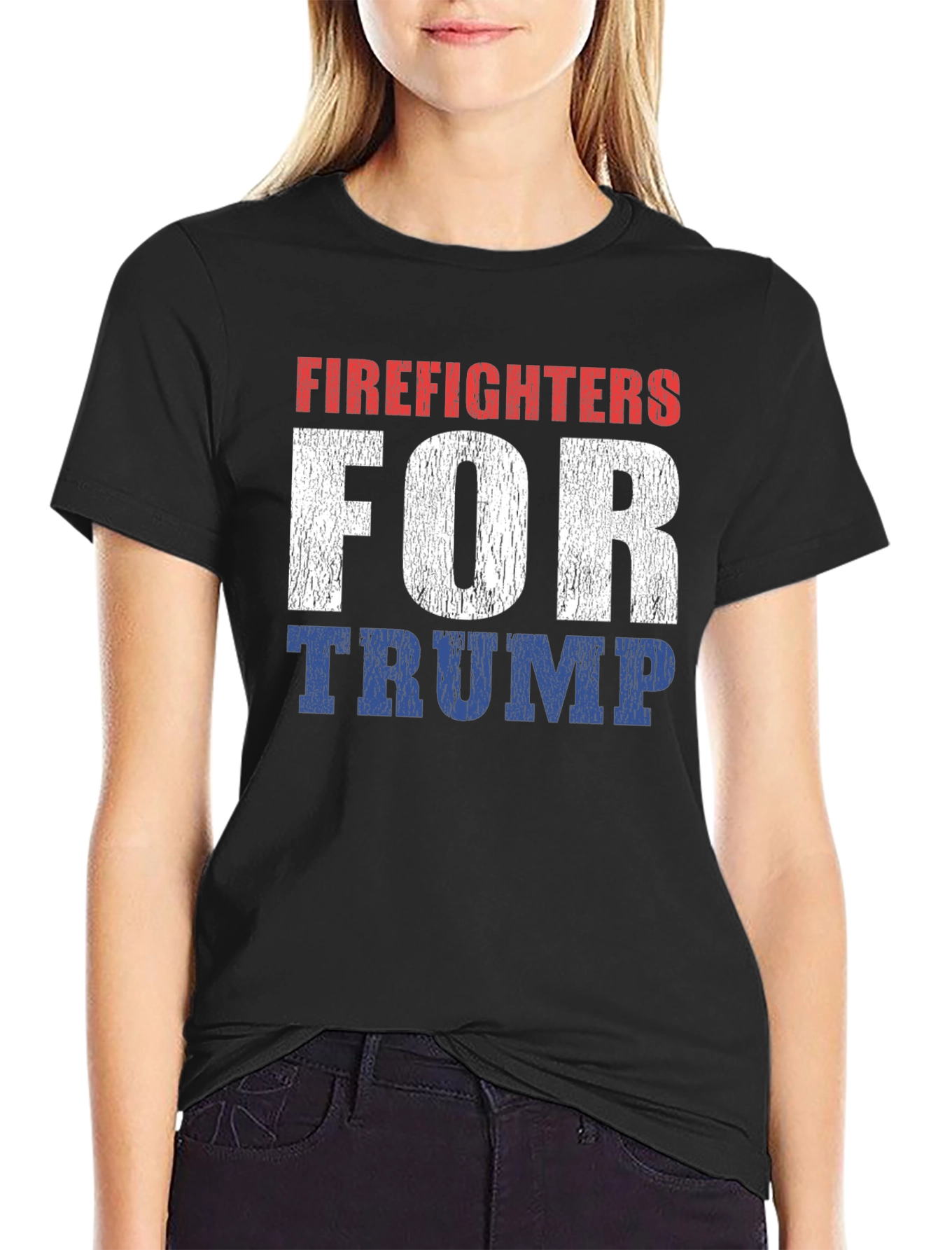 Black Firefighters for Trump Patriotic T-Shirt view 2