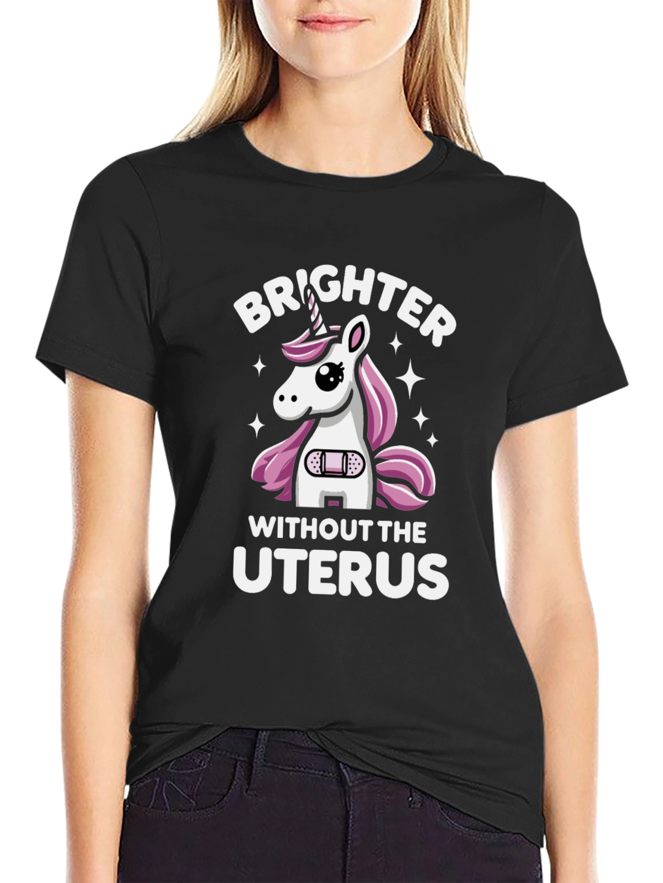 Black Brighter Without The Uterus Graphic Tee view 2
