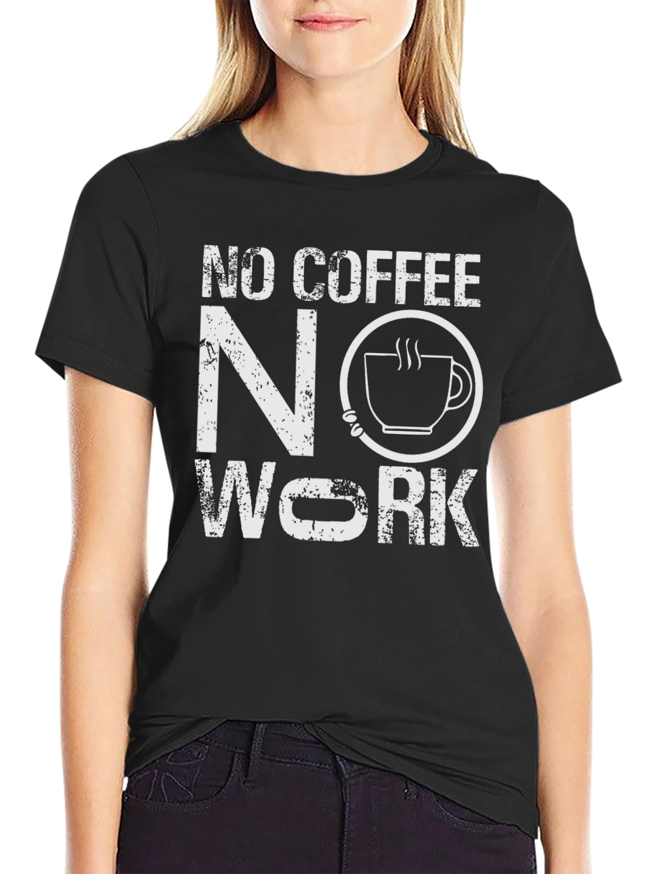 Black No Coffee No Work T-Shirt - Funny Graphic Tee view 2
