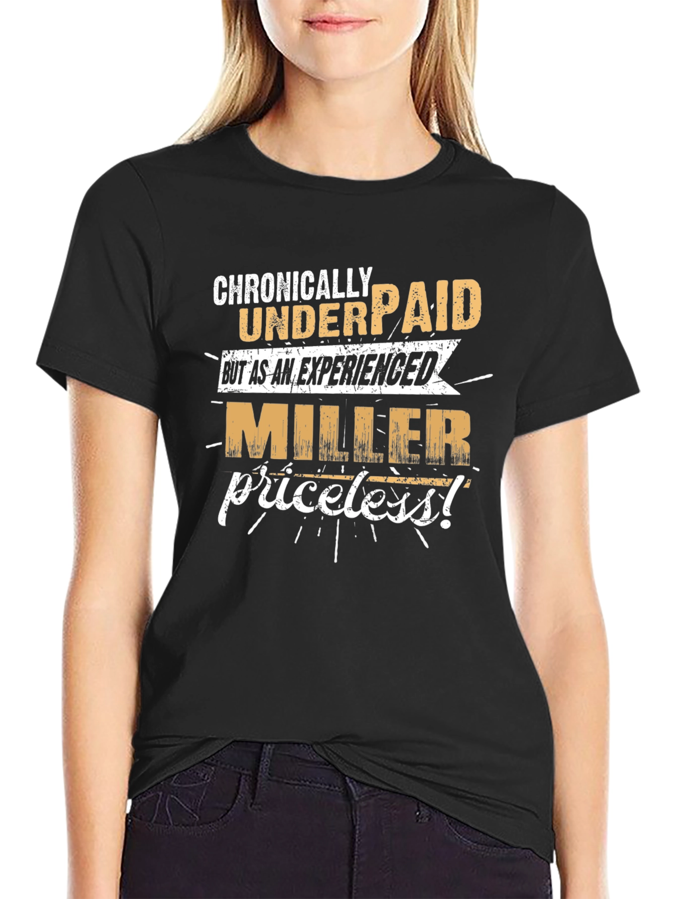 Black Chronically Underpaid Miller Graphic T-Shirt view 2