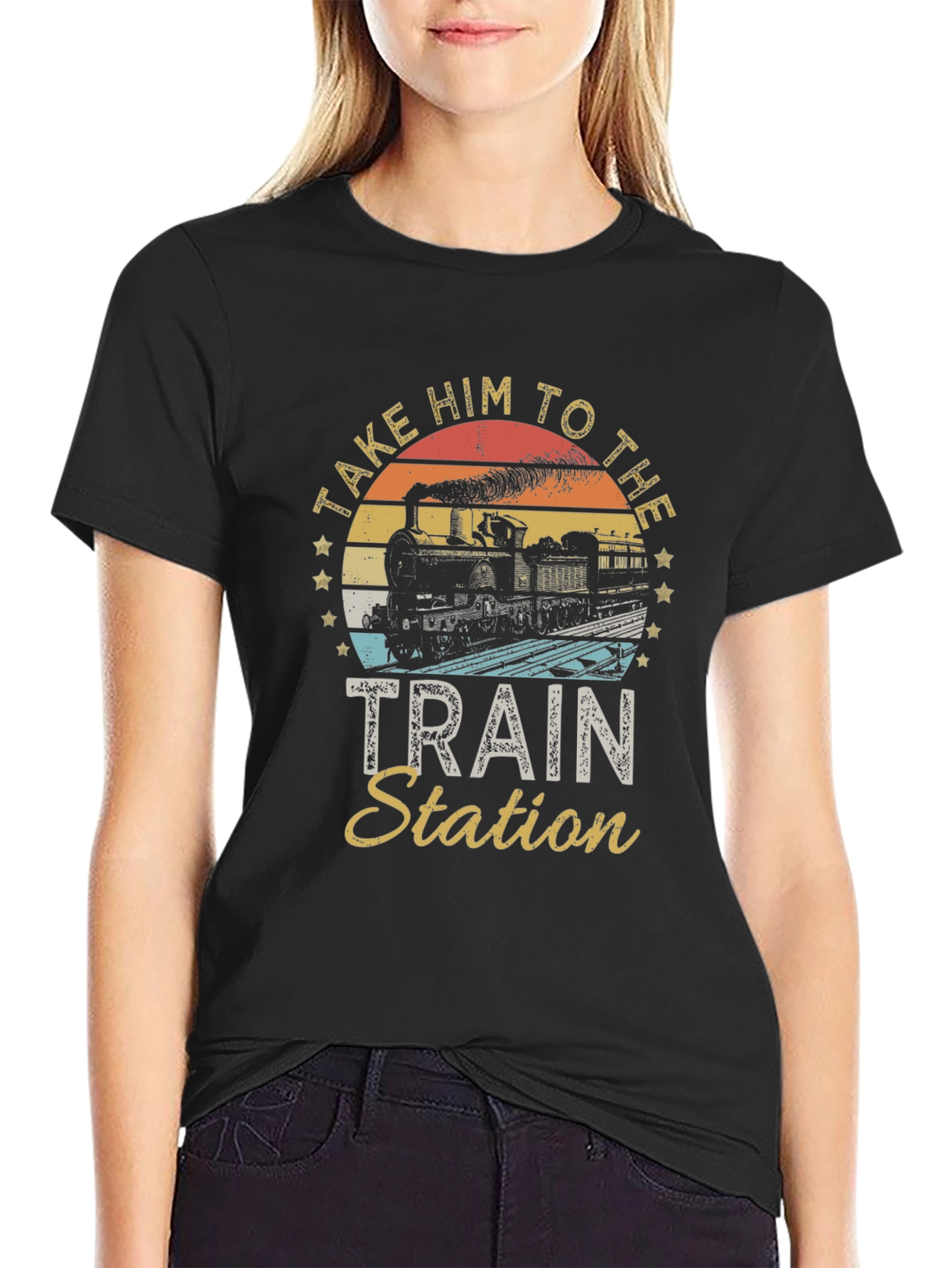 Black Take Him To The Train Station T-Shirt view 2