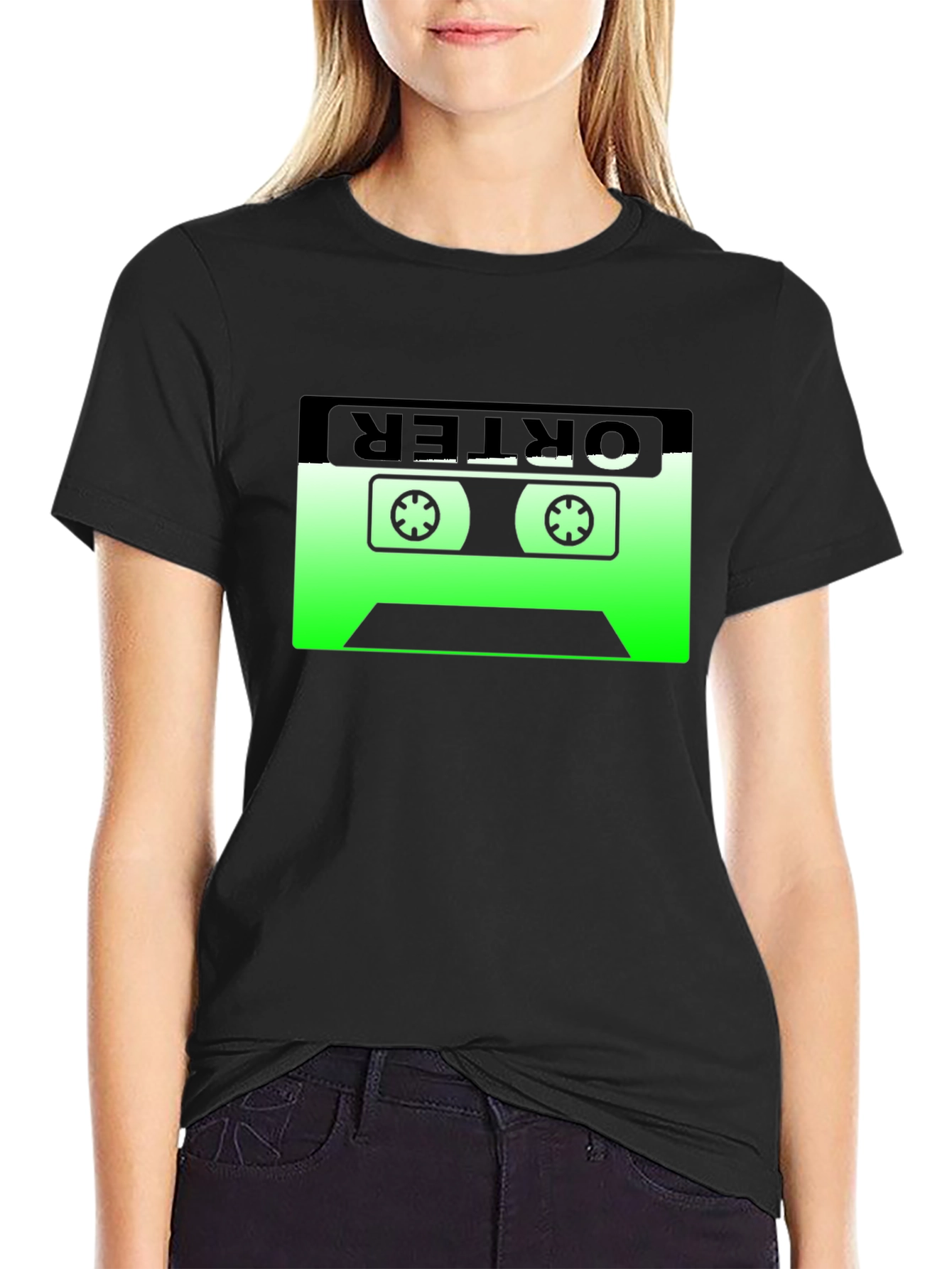Black Retro Cassette Tape Graphic Tee - Black view 2