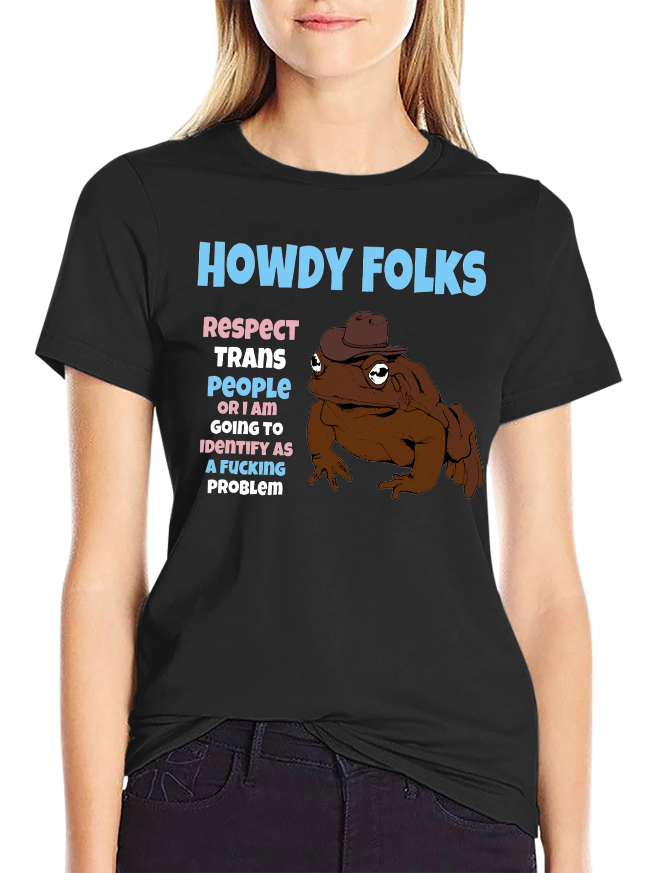 Black Howdy Folks Frog Graphic Tee view 2