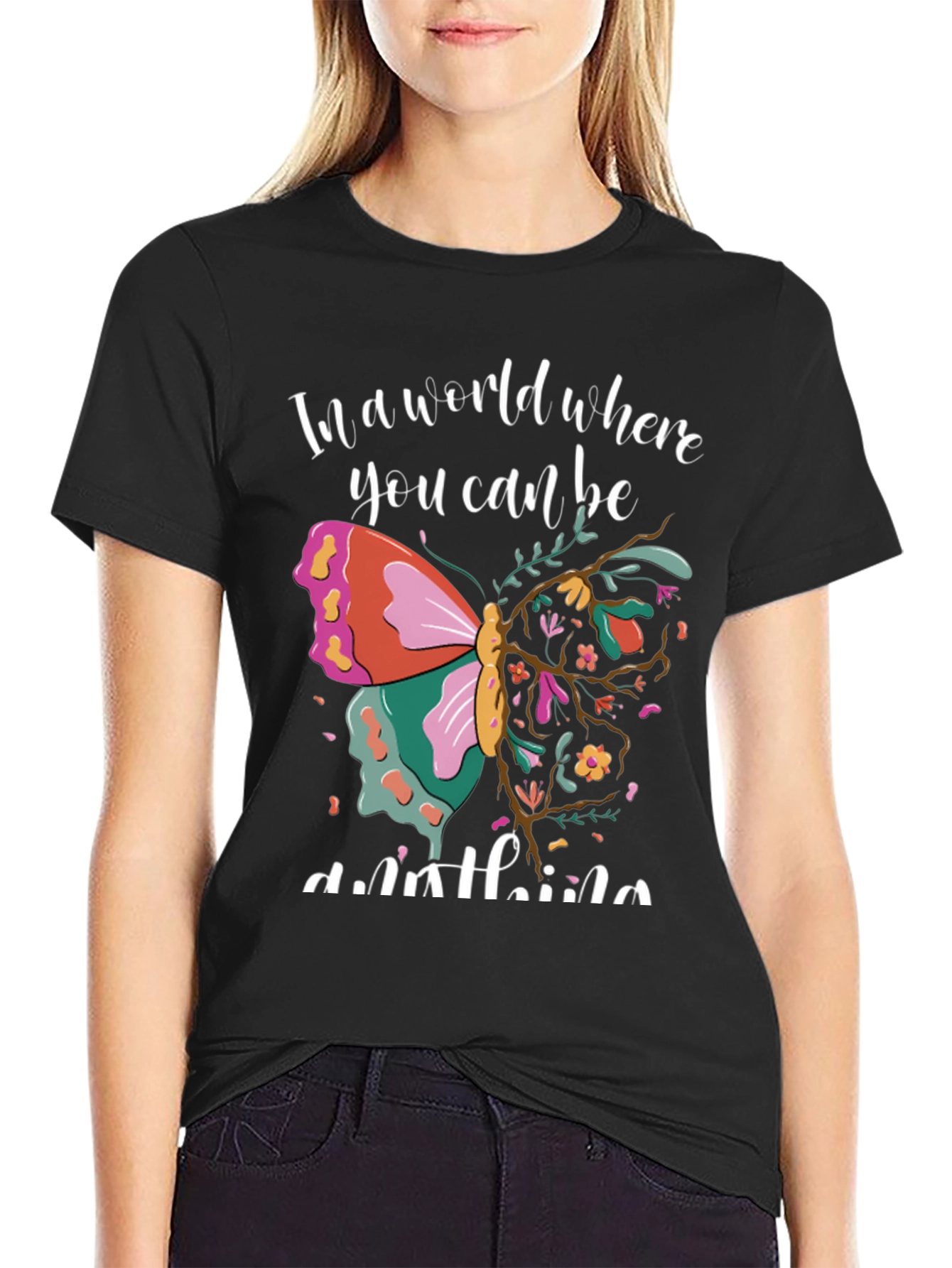 Black Butterfly Graphic T-Shirt - Be Anything! view 2