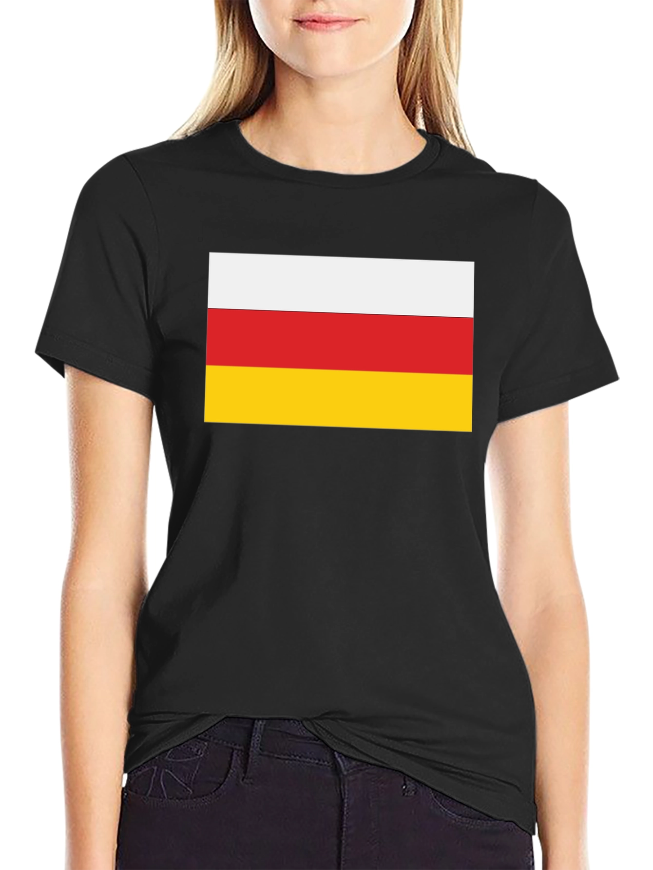 South Ossetia Flag T-Shirt - Black Crew Neck Tee - 2