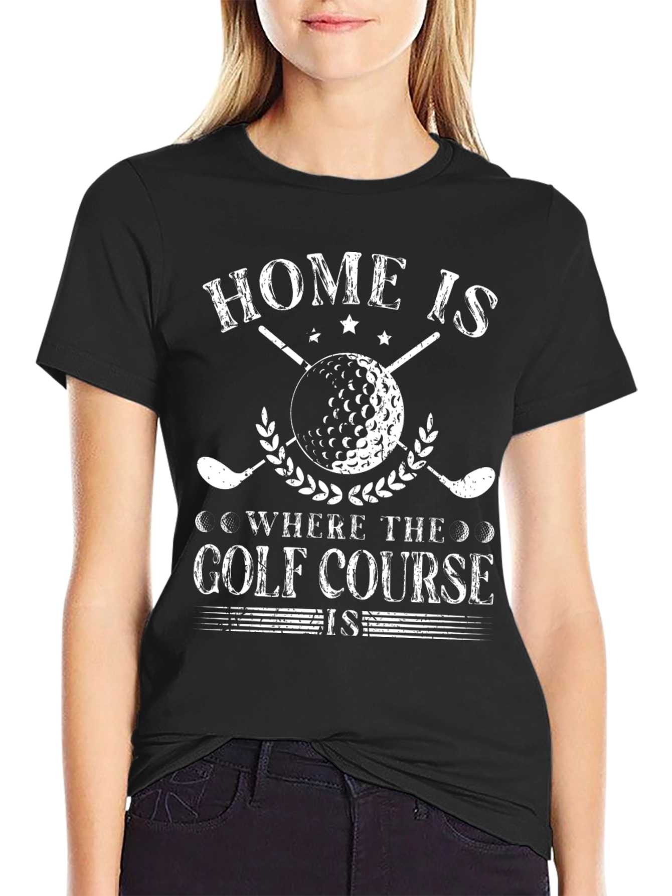 Black Golf Course Home T-Shirt view 2