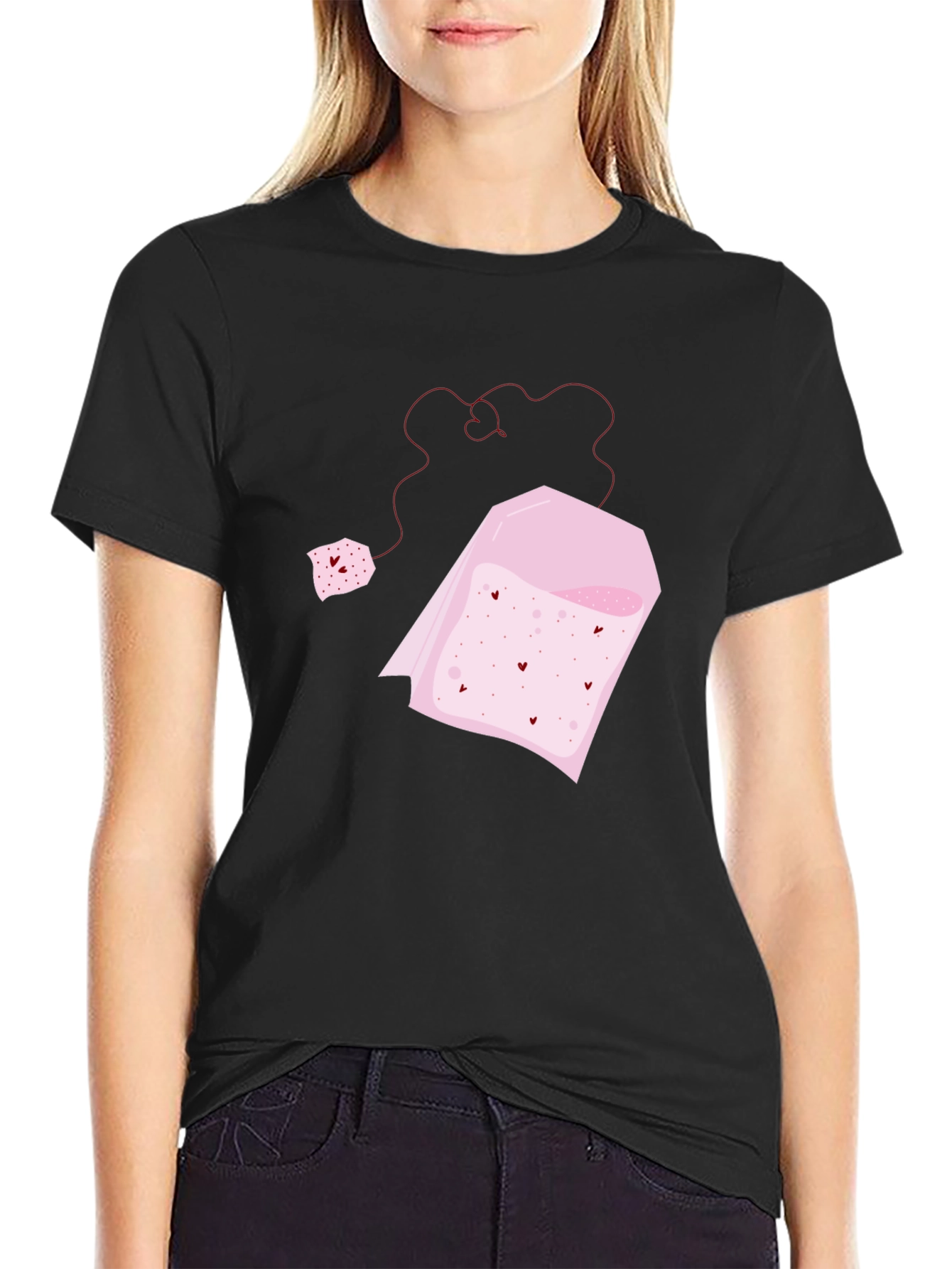 Black Heart Tea Bag Graphic Tee - Black view 2