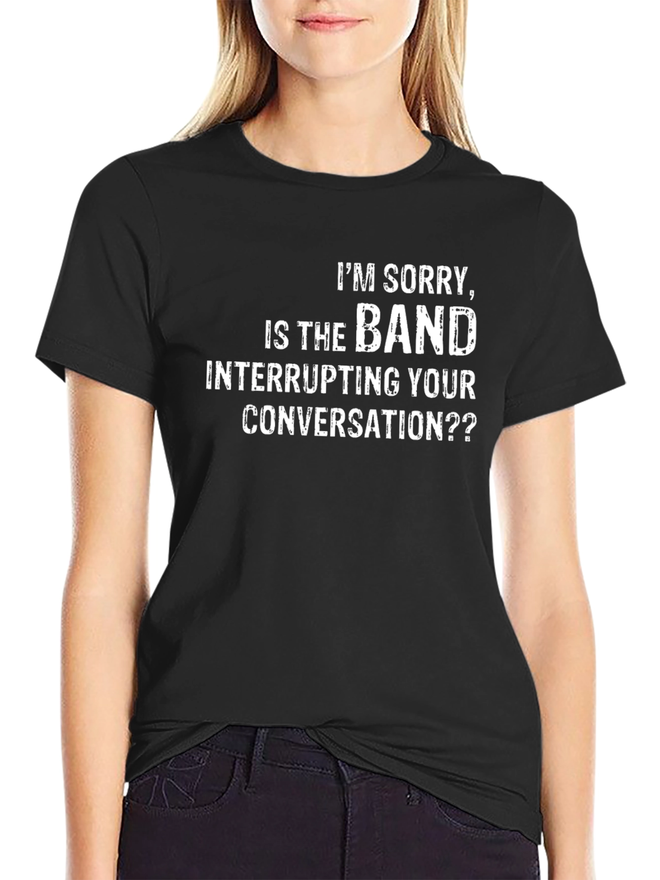 Black Funny Band T-Shirt - Sorry, is the band interrupting? view 2
