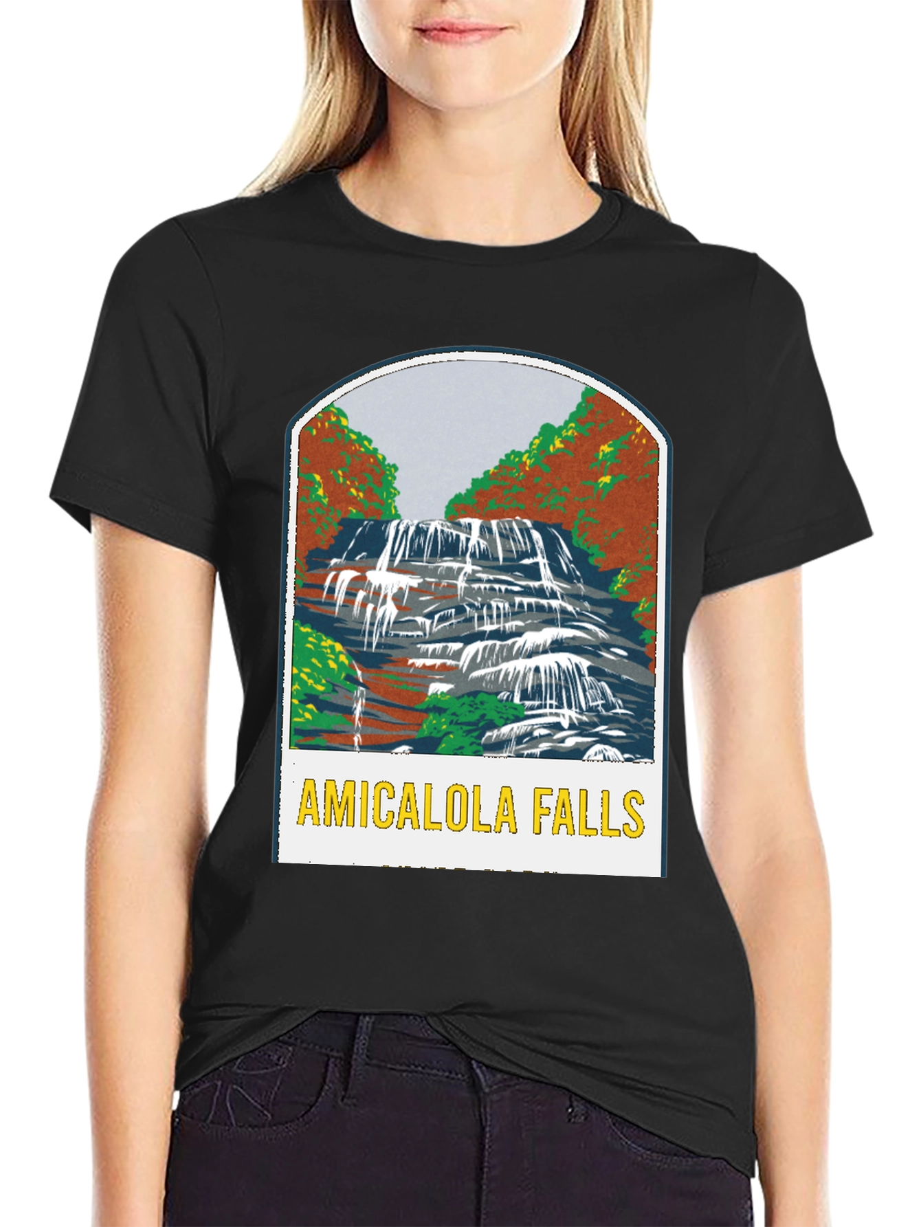 Black Amicalola Falls Black T-Shirt view 2