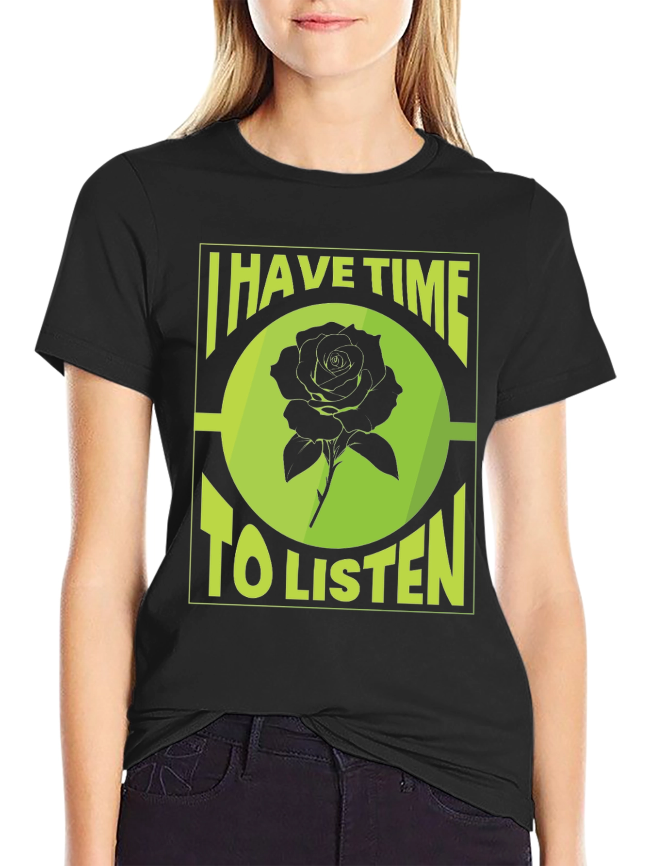 Black I Have Time To Listen Black Graphic Tee view 2