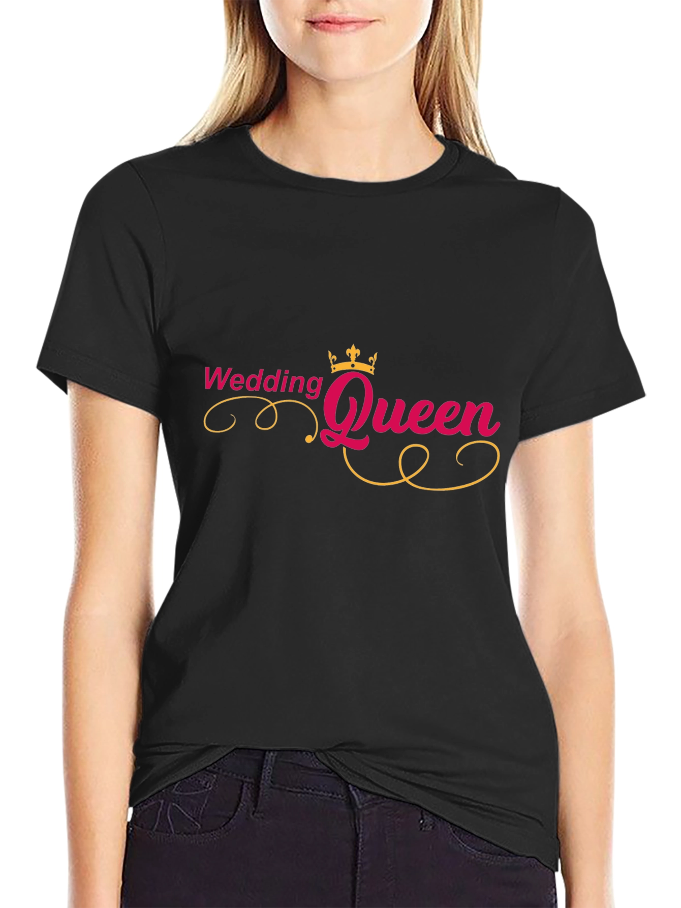 Black Wedding Queen T-Shirt - Bride Celebration Tee view 2