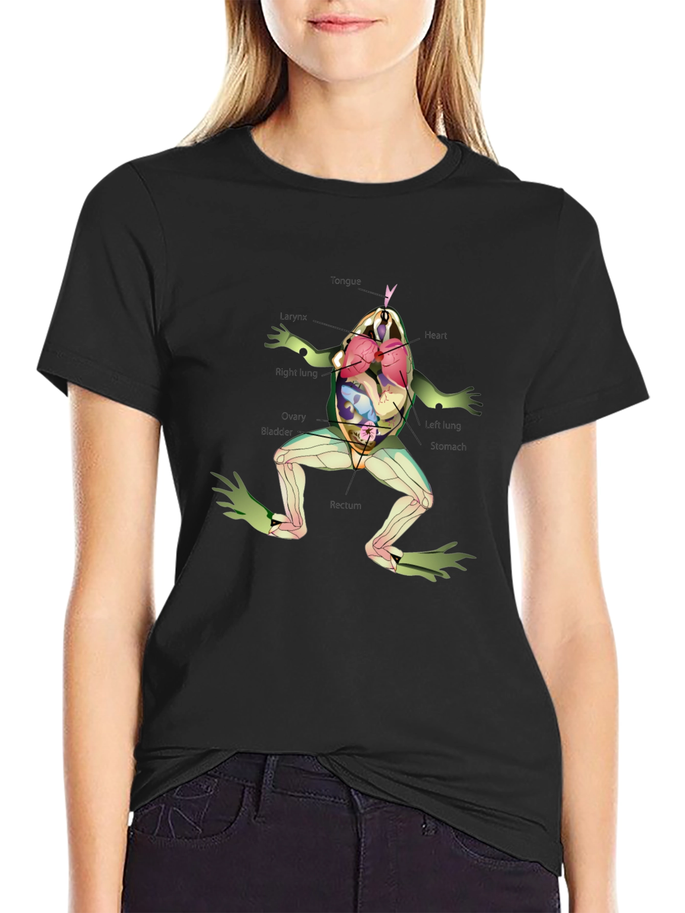 Black Anatomy Frog T-Shirt view 2