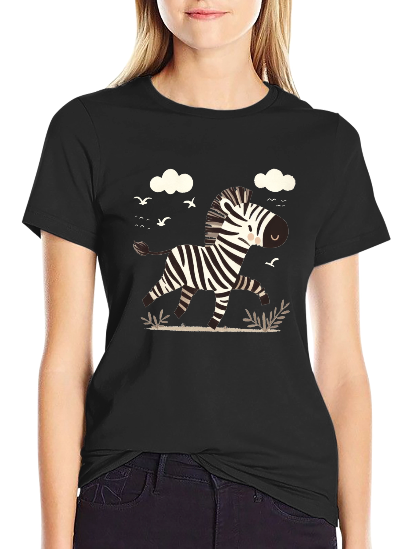 Black Zebra Graphic Tee - Black Cotton Blend view 2