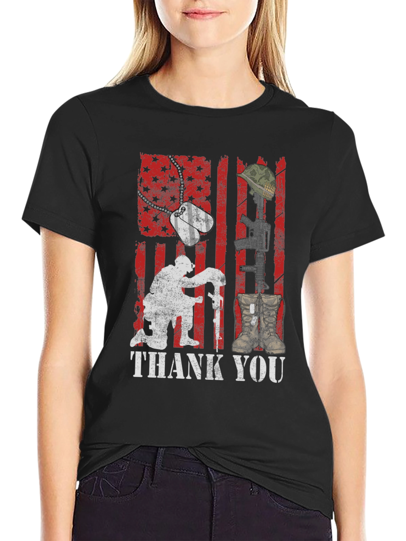 Black Thank You Military T-Shirt view 2
