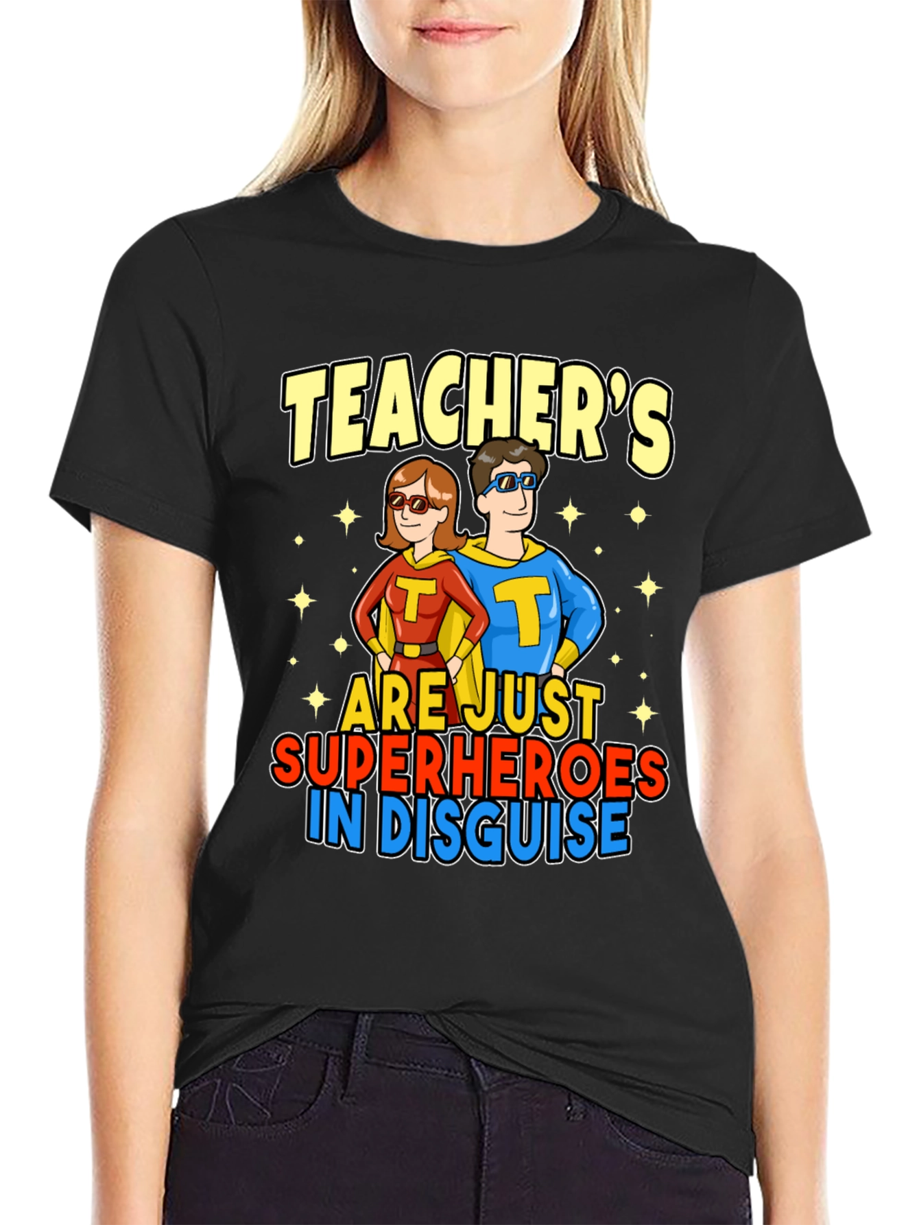 Black Teacher Superhero T-Shirt view 2